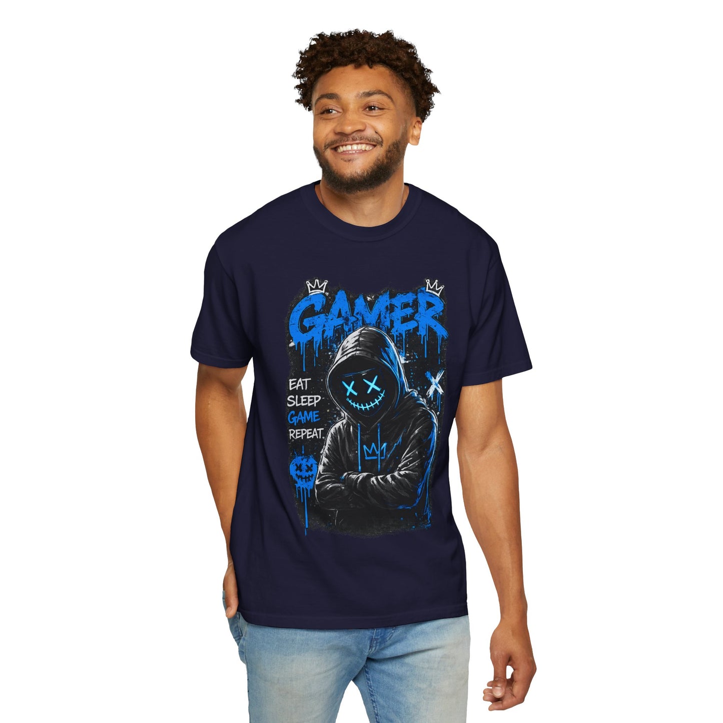 Gamer Hoodie Graphic T-Shirt — "Eat Sleep Game Repeat" Streetwear Tee