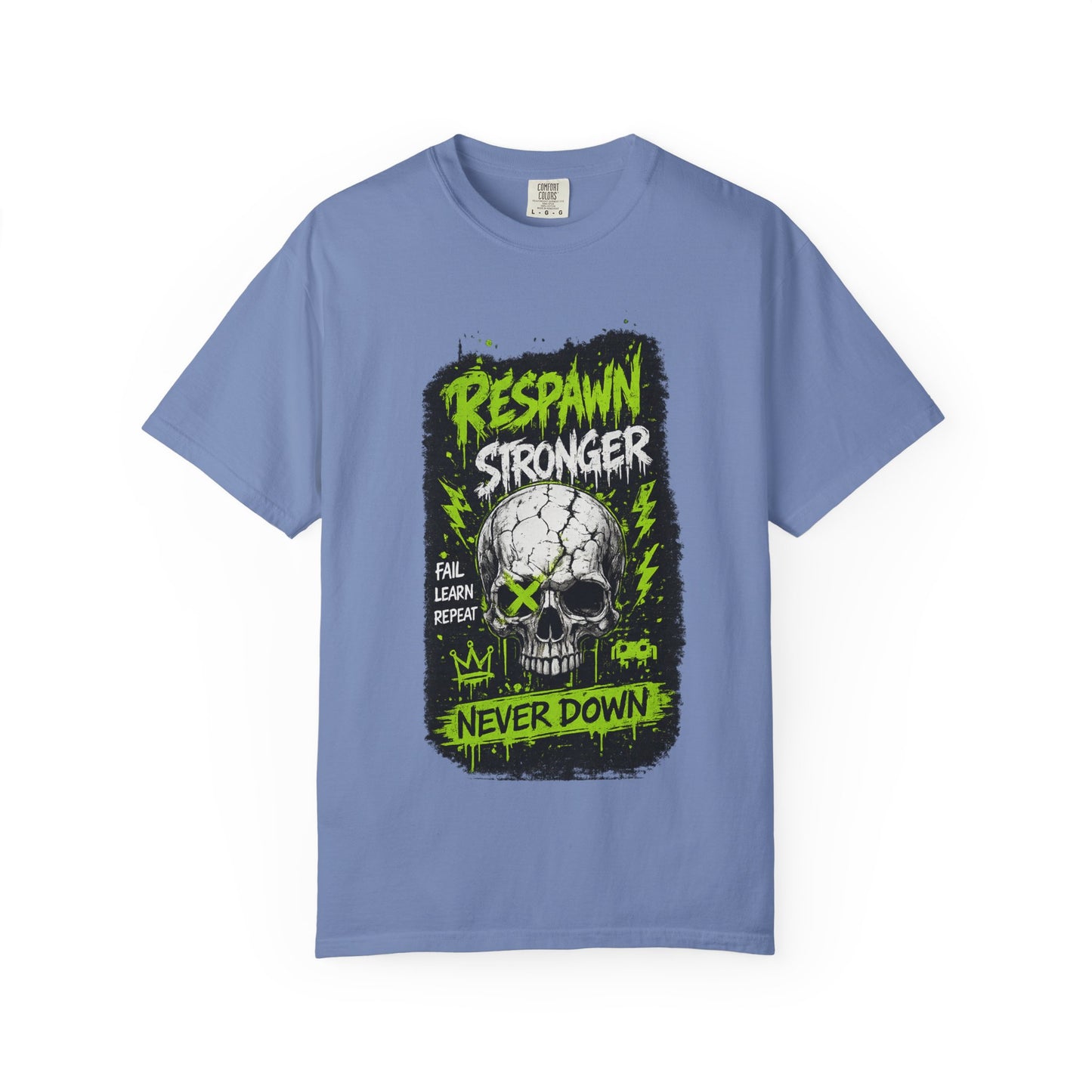 Respawn Stronger Skull T-Shirt — Never Down Gamer Graphic Tee