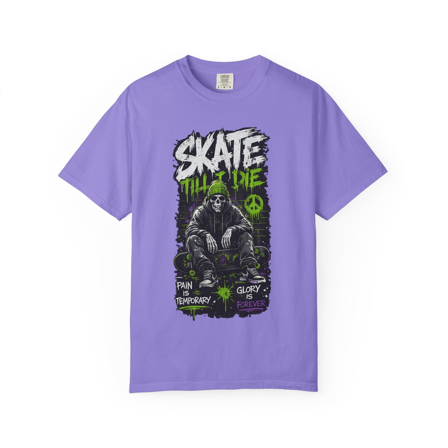 Skate Till I Die Graphic T-Shirt — Grim Reaper Skateboard Design