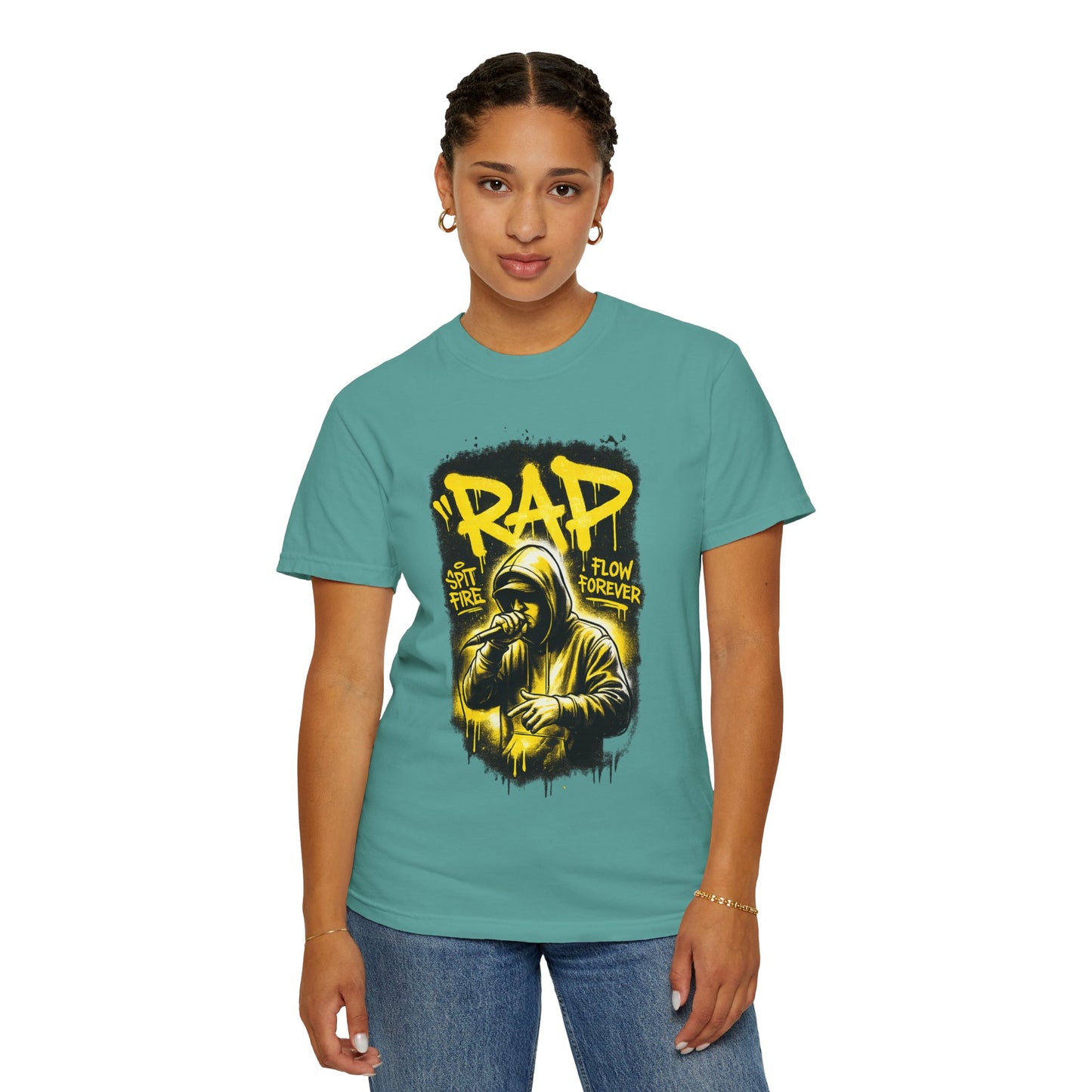 Rap Microphone Graphic T-Shirt — Spit Fire Flow Forever Hip Hop Tee