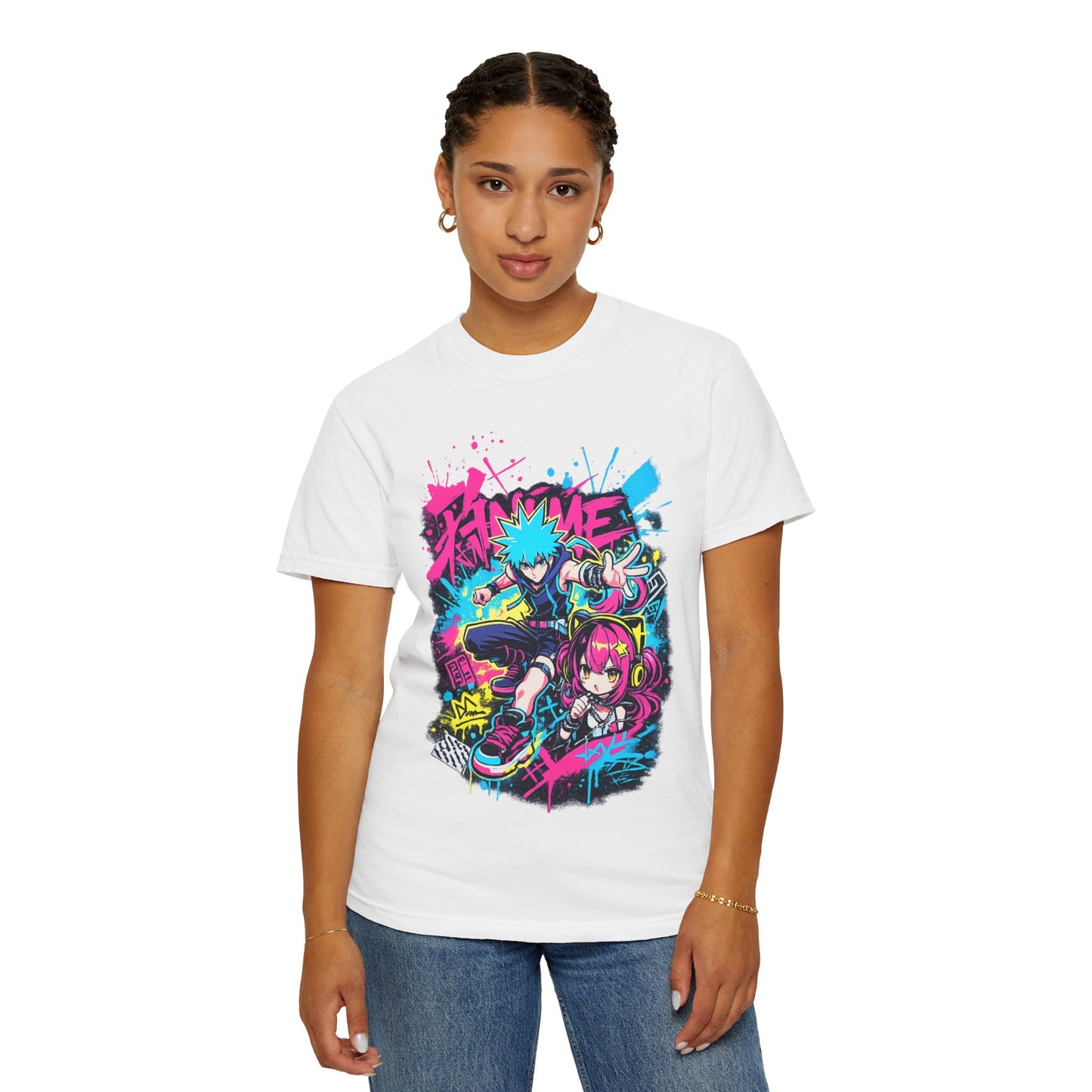 Anime Streetwear T‑Shirt — Neon Punk 'Eat Me' Graphic