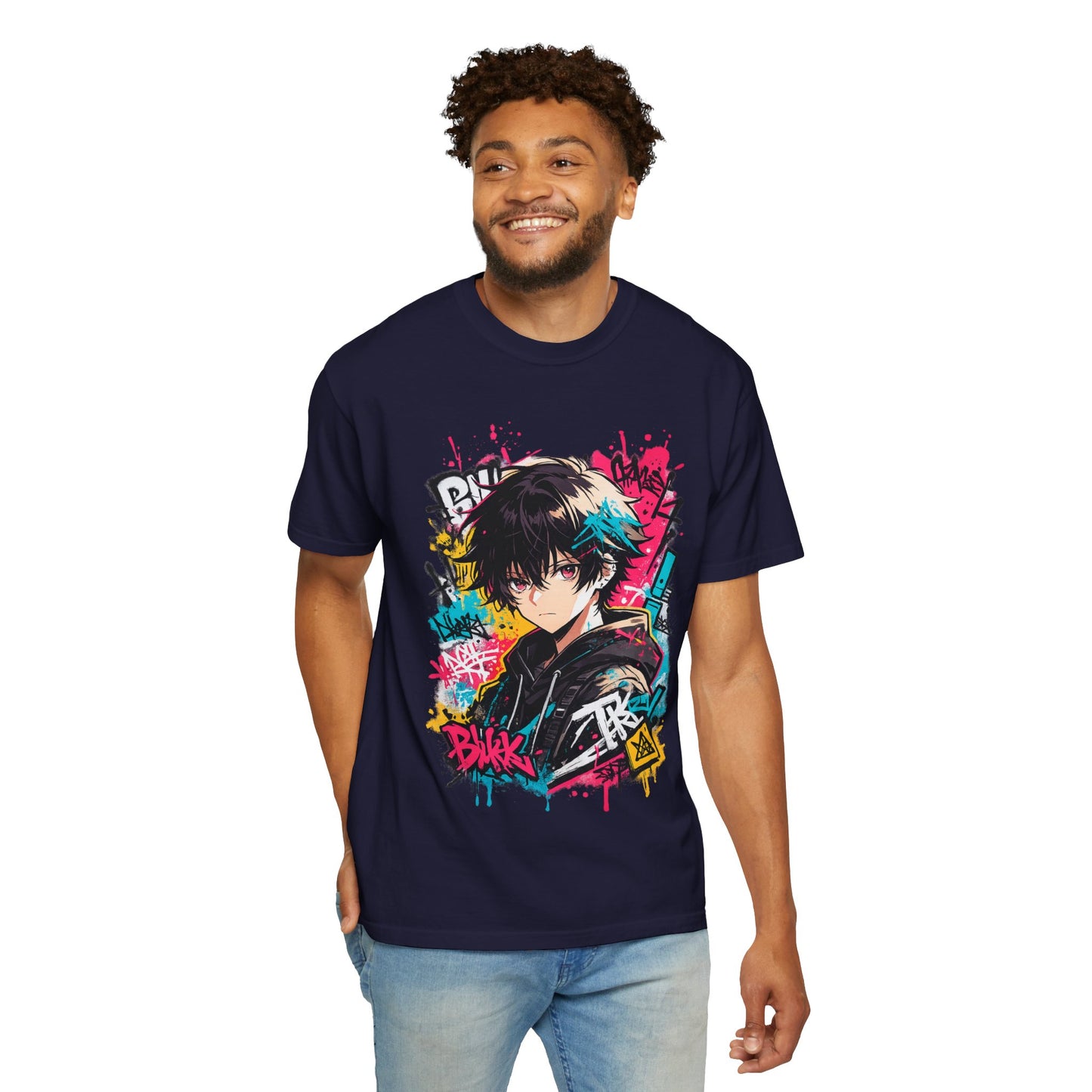 Anime Streetwear T‑Shirt — Graffiti Boy Graphic Tee