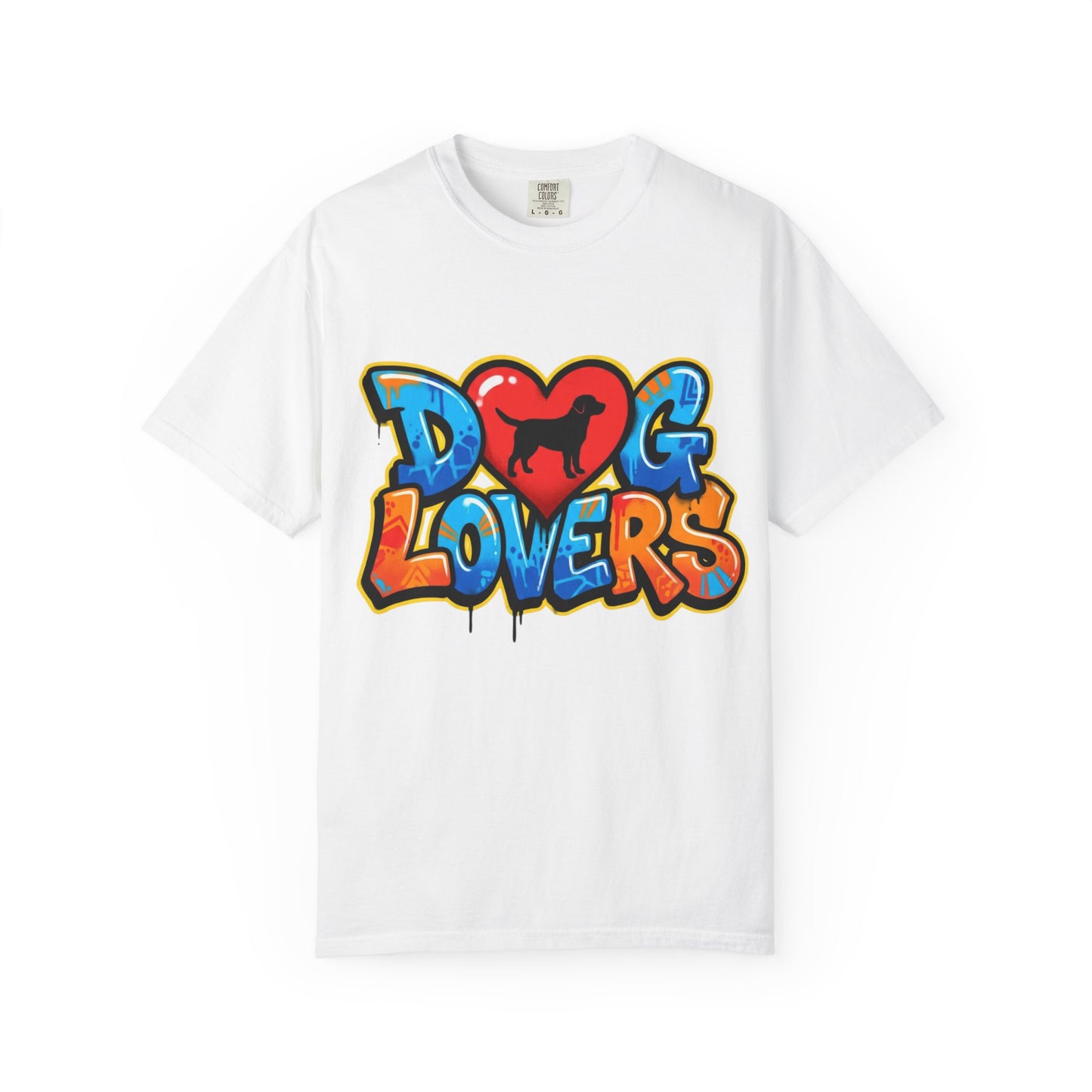 Dog Lovers Graffiti T-Shirt — Heart & Silhouette Pet Lover Tee