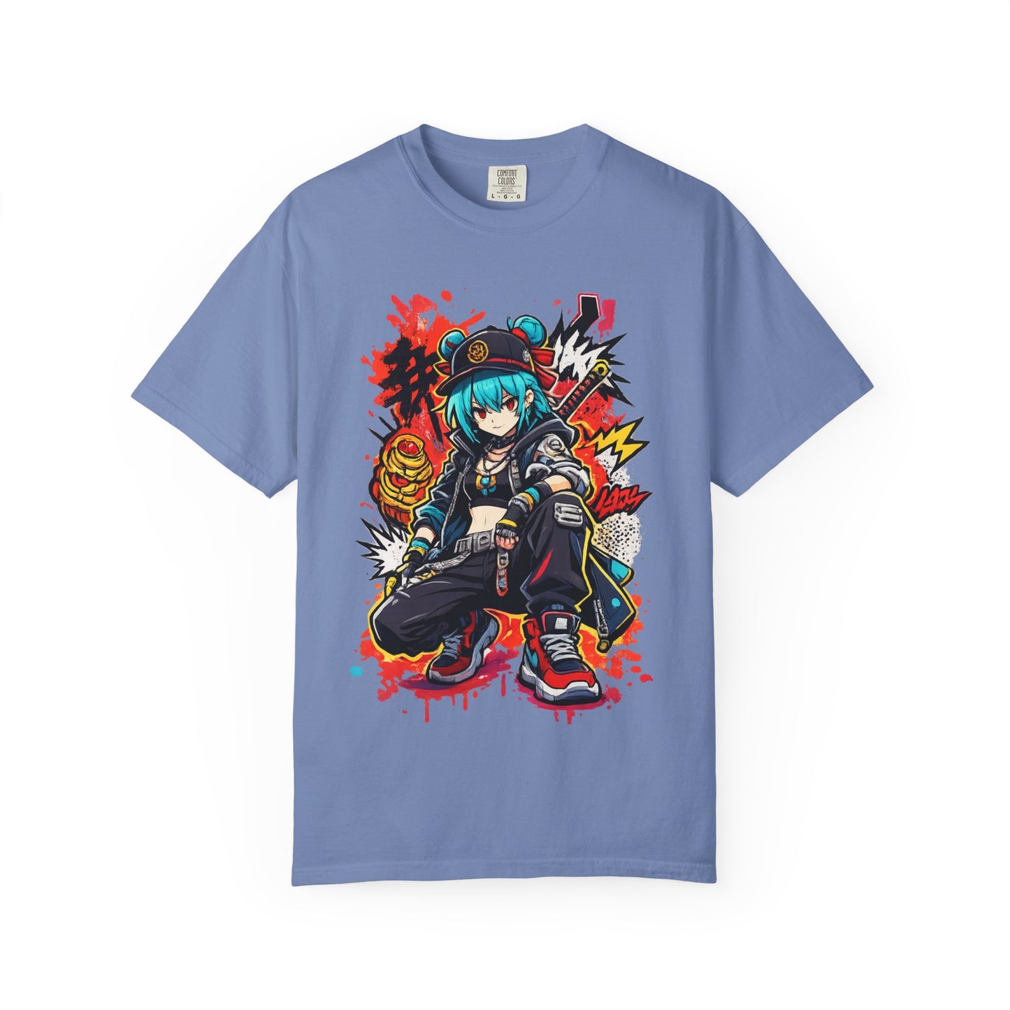 Anime Streetwear T-Shirt — Cool Girl Squatting Graphic Tee
