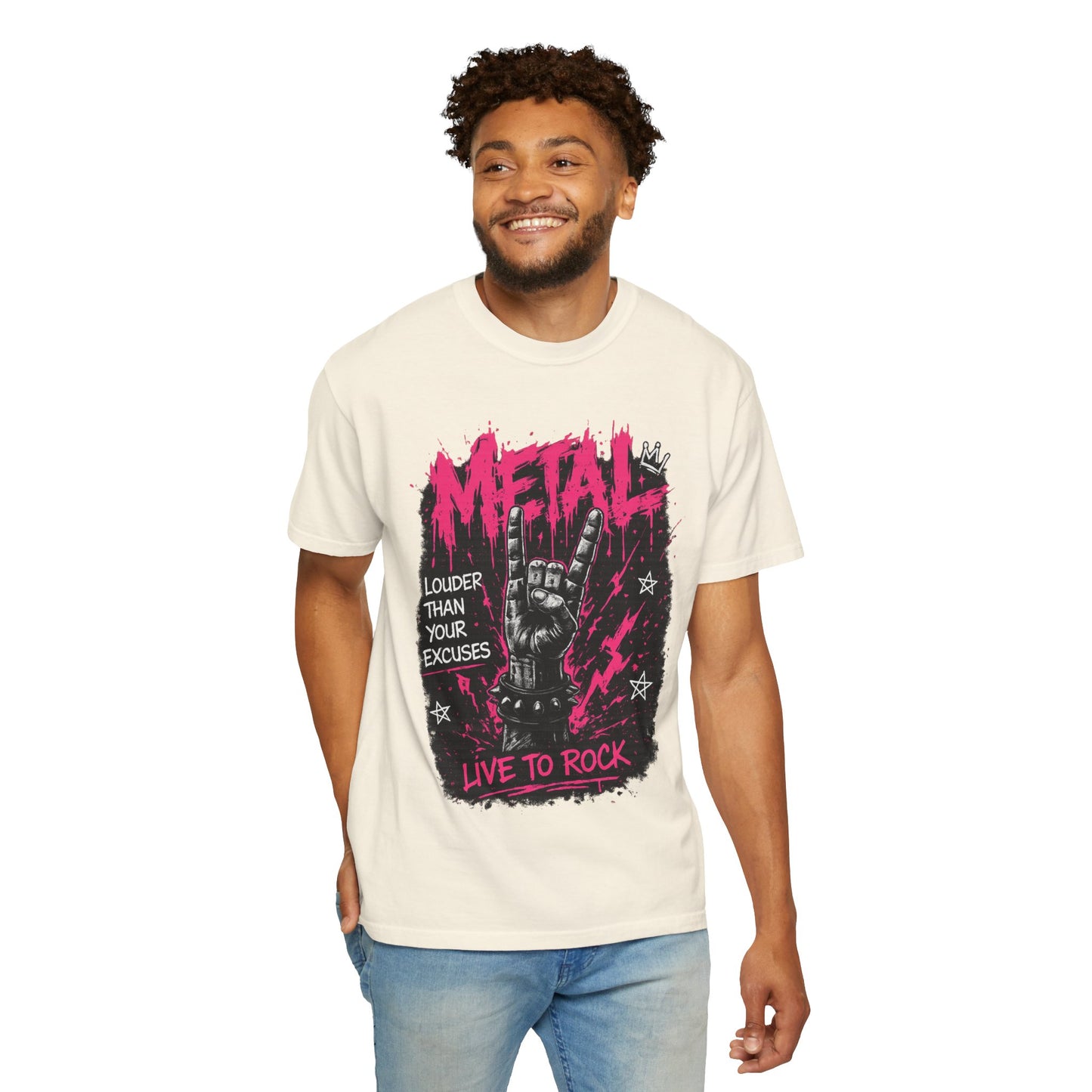 Metal "Live to Rock" T-Shirt — Louder Than Your Excuses Music Graphic Tee