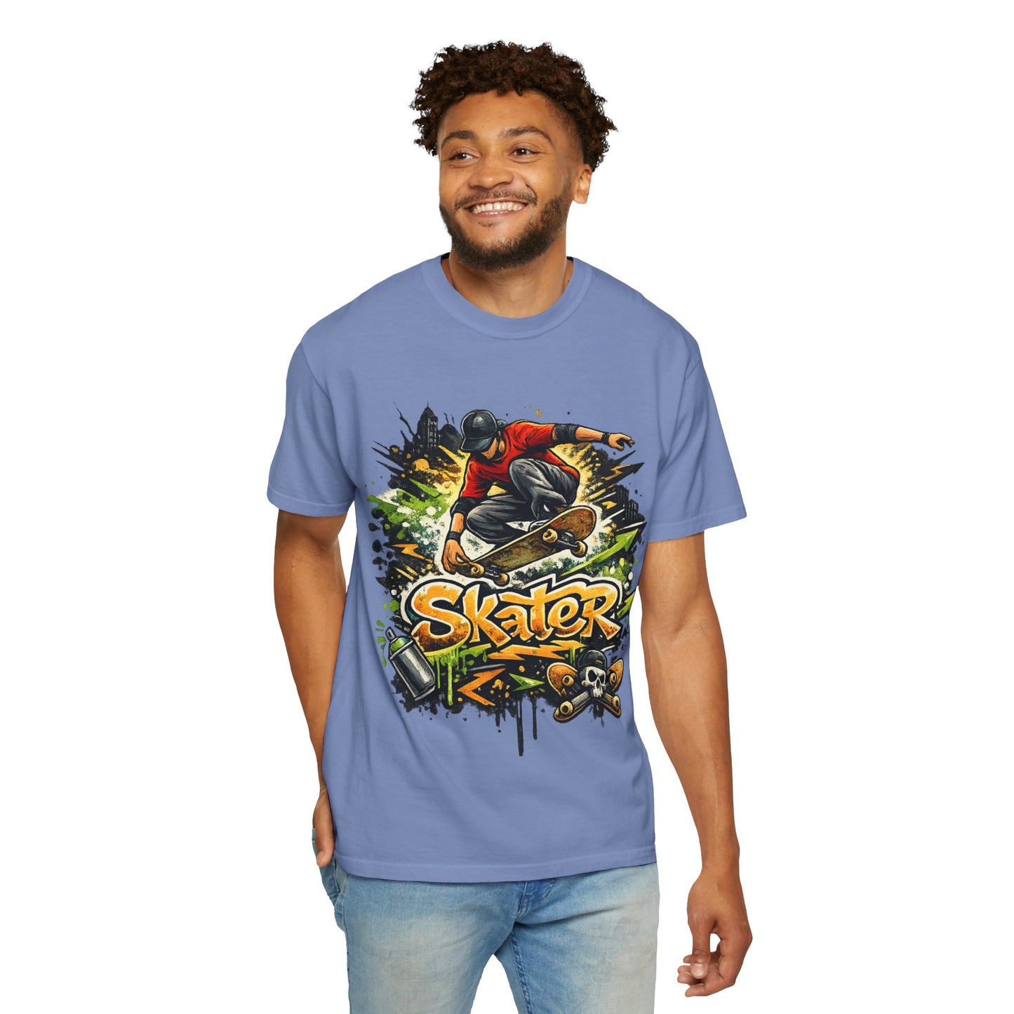 Skater Graphic T-Shirt - Unisex Garment-Dyed Tee for Skate Lovers