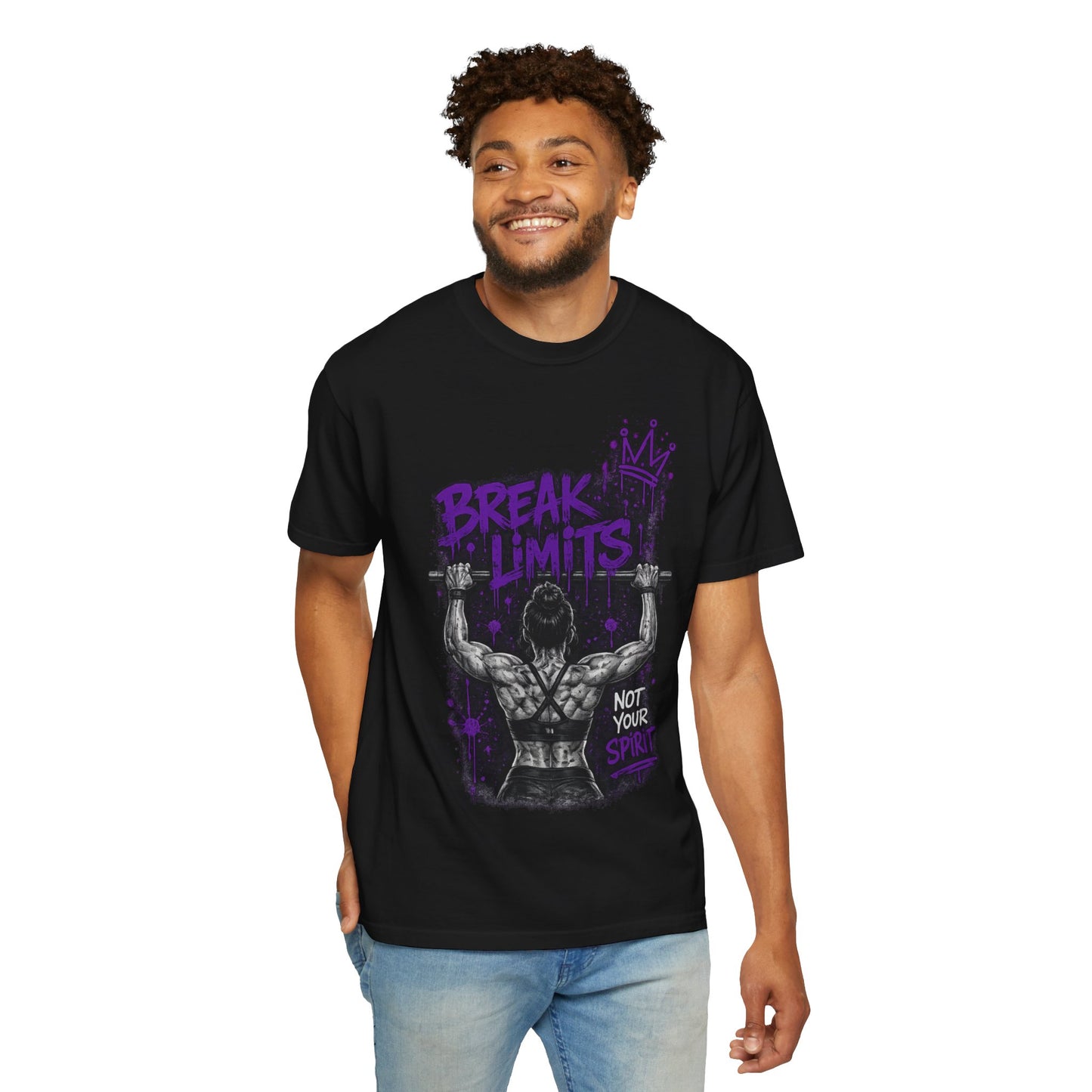 Break Limits Weightlifting T-Shirt – "Not Your Spirit" Gym Tee