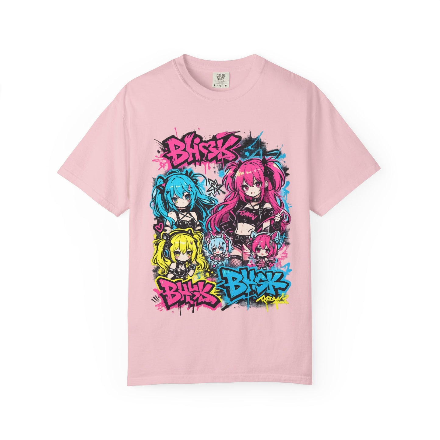 Anime Graffiti Girl Group T-Shirt — Colorful Vocaloid Streetwear