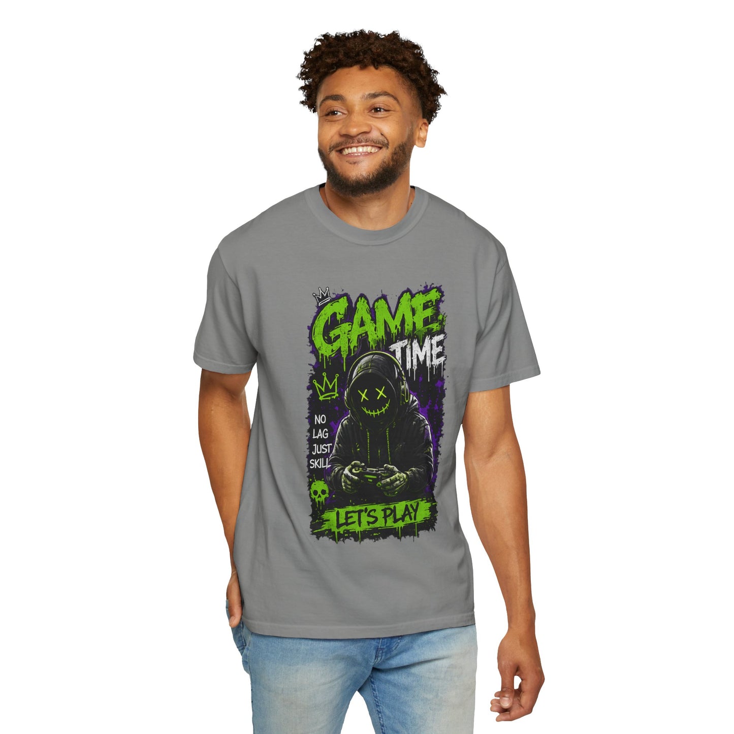 Gaming Graphic T-Shirt — "Game Time: Let’s Play" Neon Gamer Tee