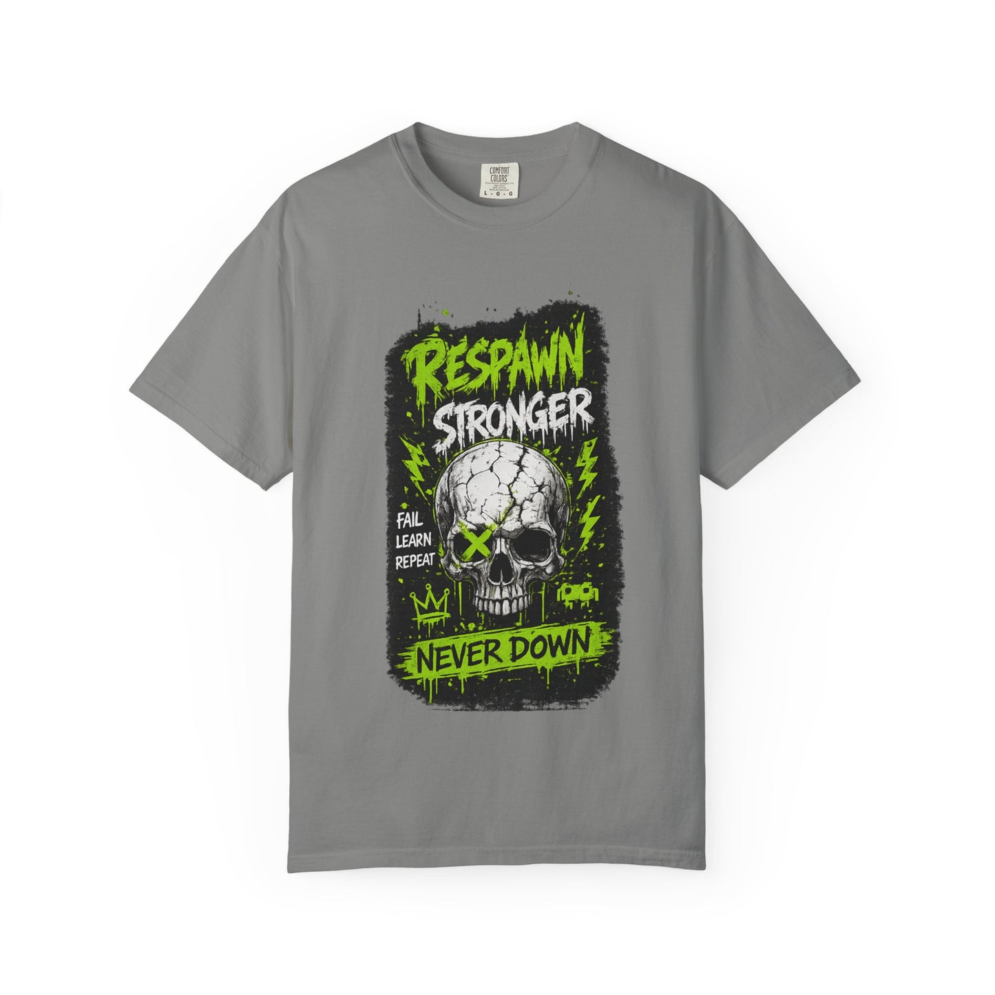 Respawn Stronger Skull T-Shirt — Never Down Gamer Graphic Tee