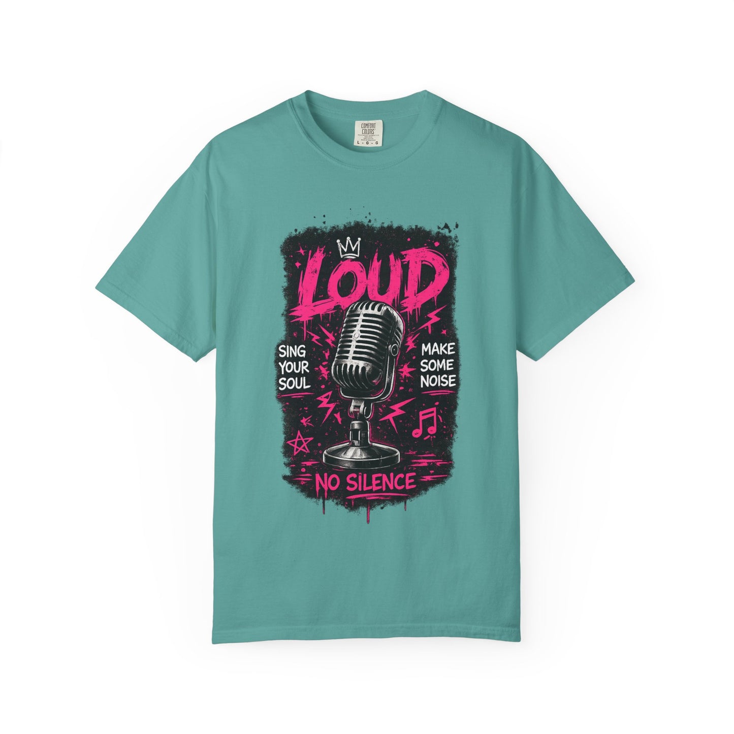Loud Microphone Graphic T-Shirt | Vintage Mic, Pink Music Art