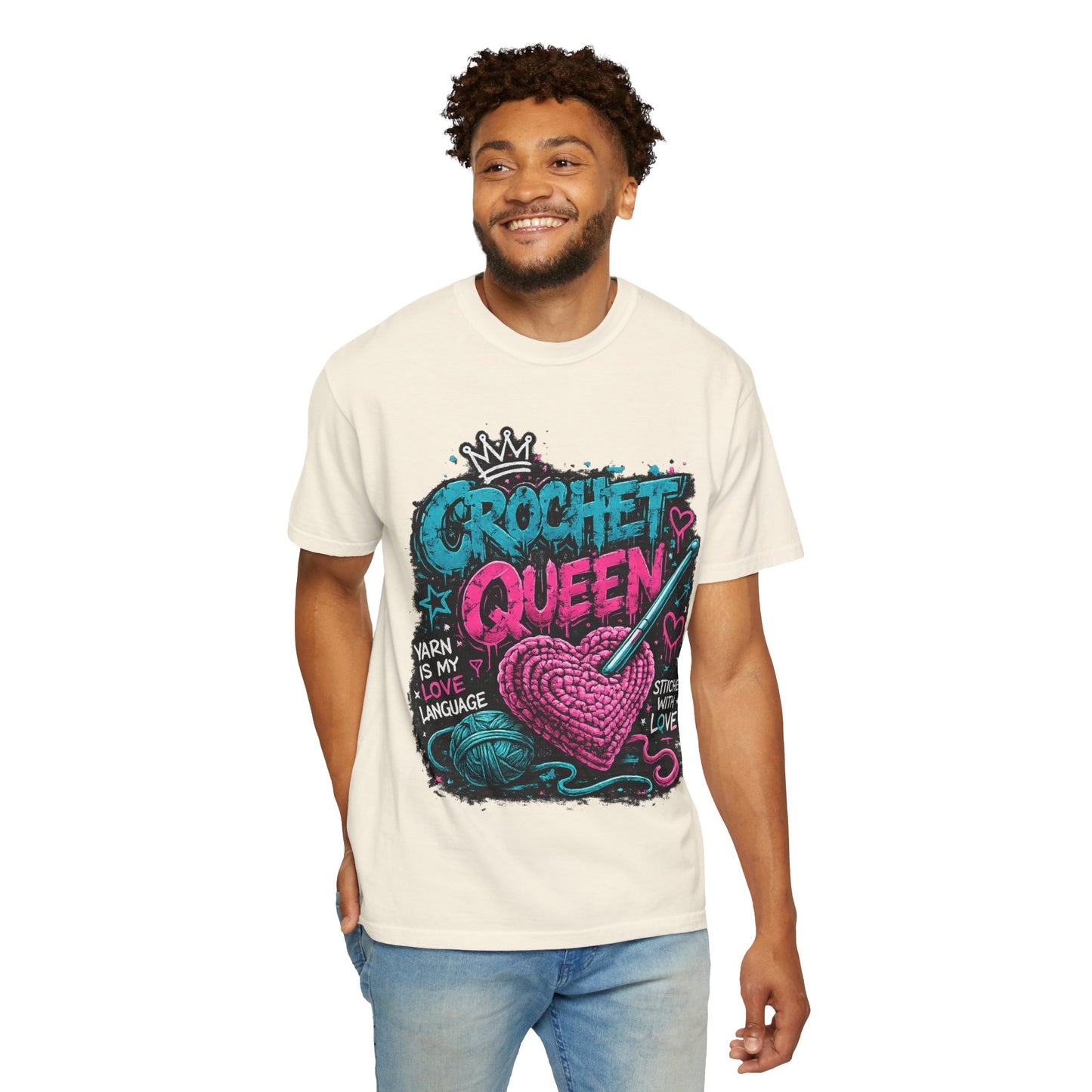 Crochet Queen T-Shirt — 'Yarn is My Love Language' Graphic Tee for Crafters