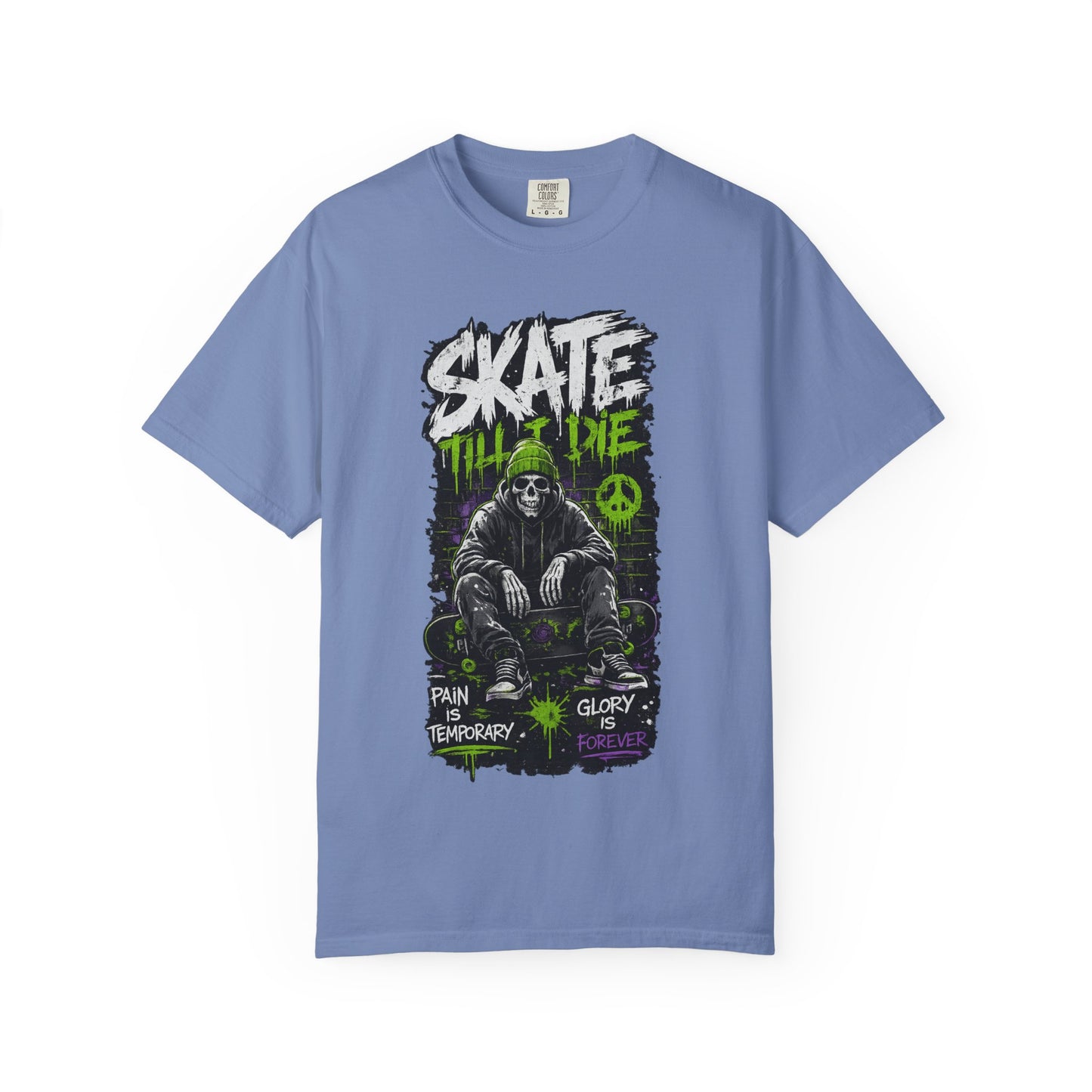 Skate Till I Die Graphic T-Shirt — Grim Reaper Skateboard Design