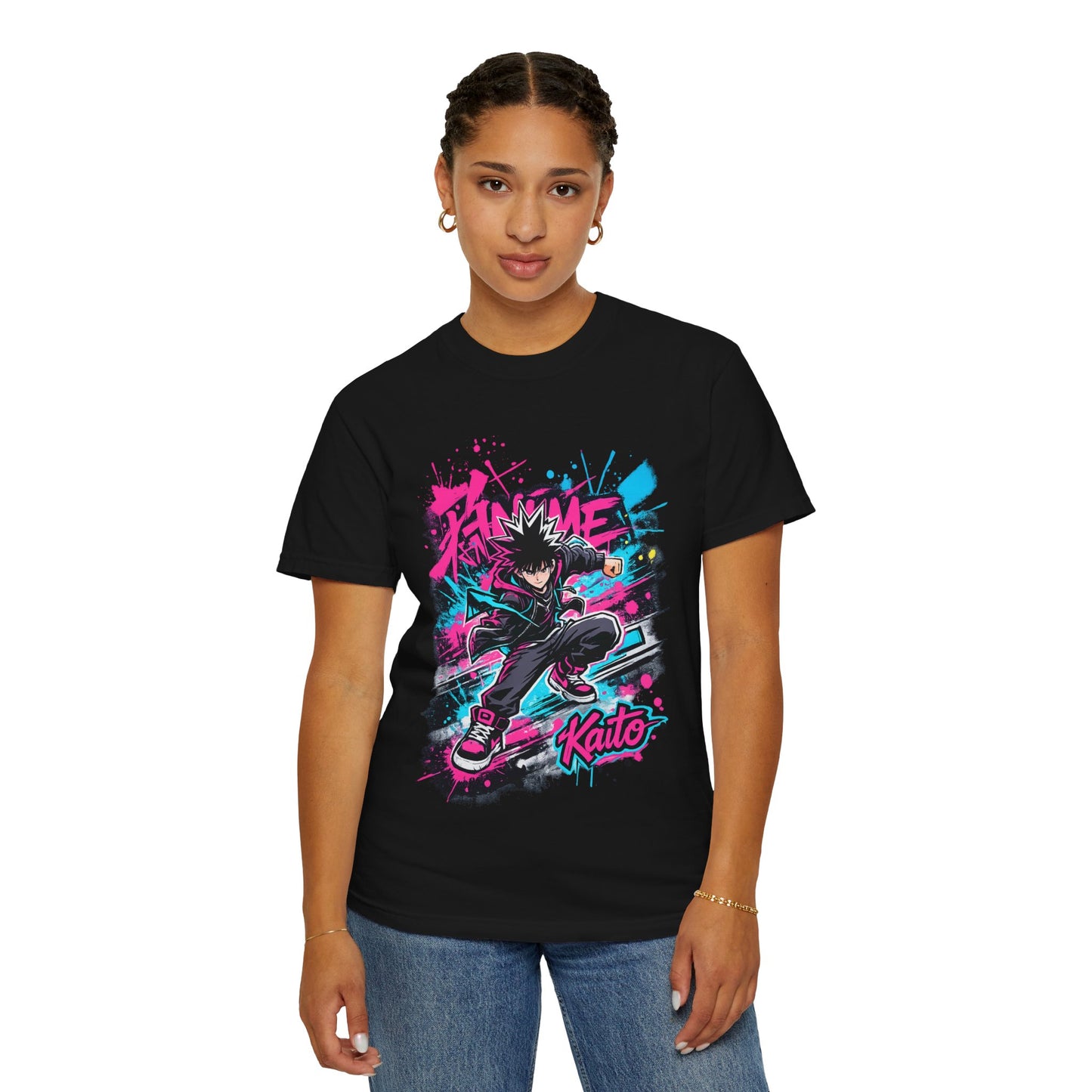 Skater Kaito Graphic T-Shirt — Neon Anime Streetwear