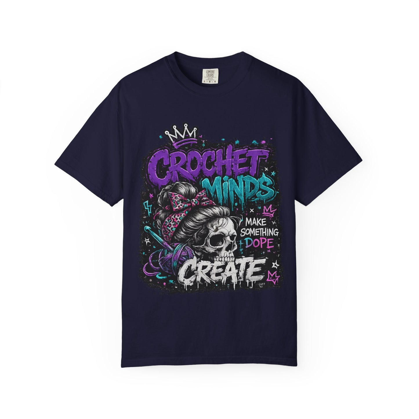 Crochet Minds 'Make Something Dope' Graphic T-Shirt — Edgy Crochet Skull Tee
