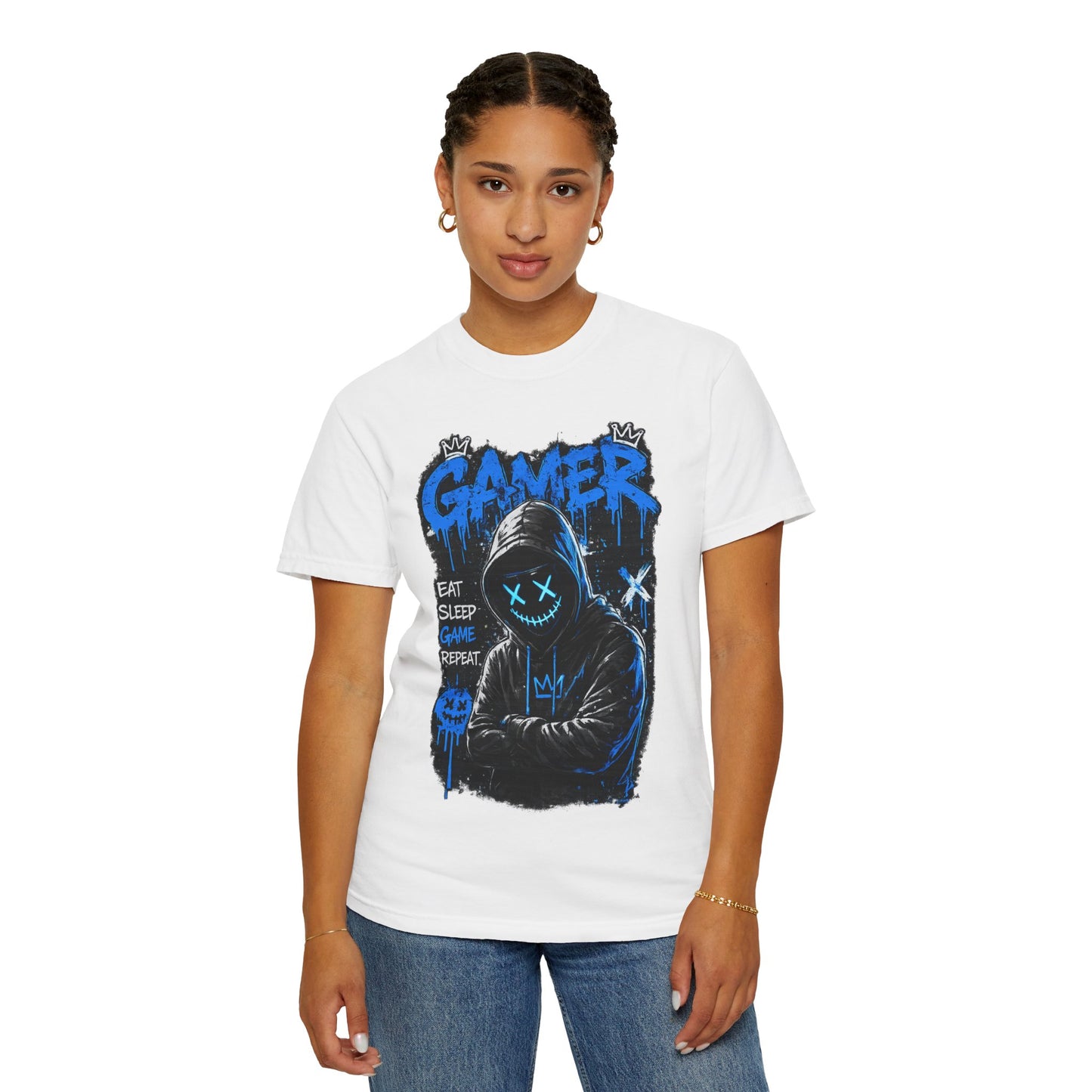 Gamer Hoodie Graphic T-Shirt — "Eat Sleep Game Repeat" Streetwear Tee