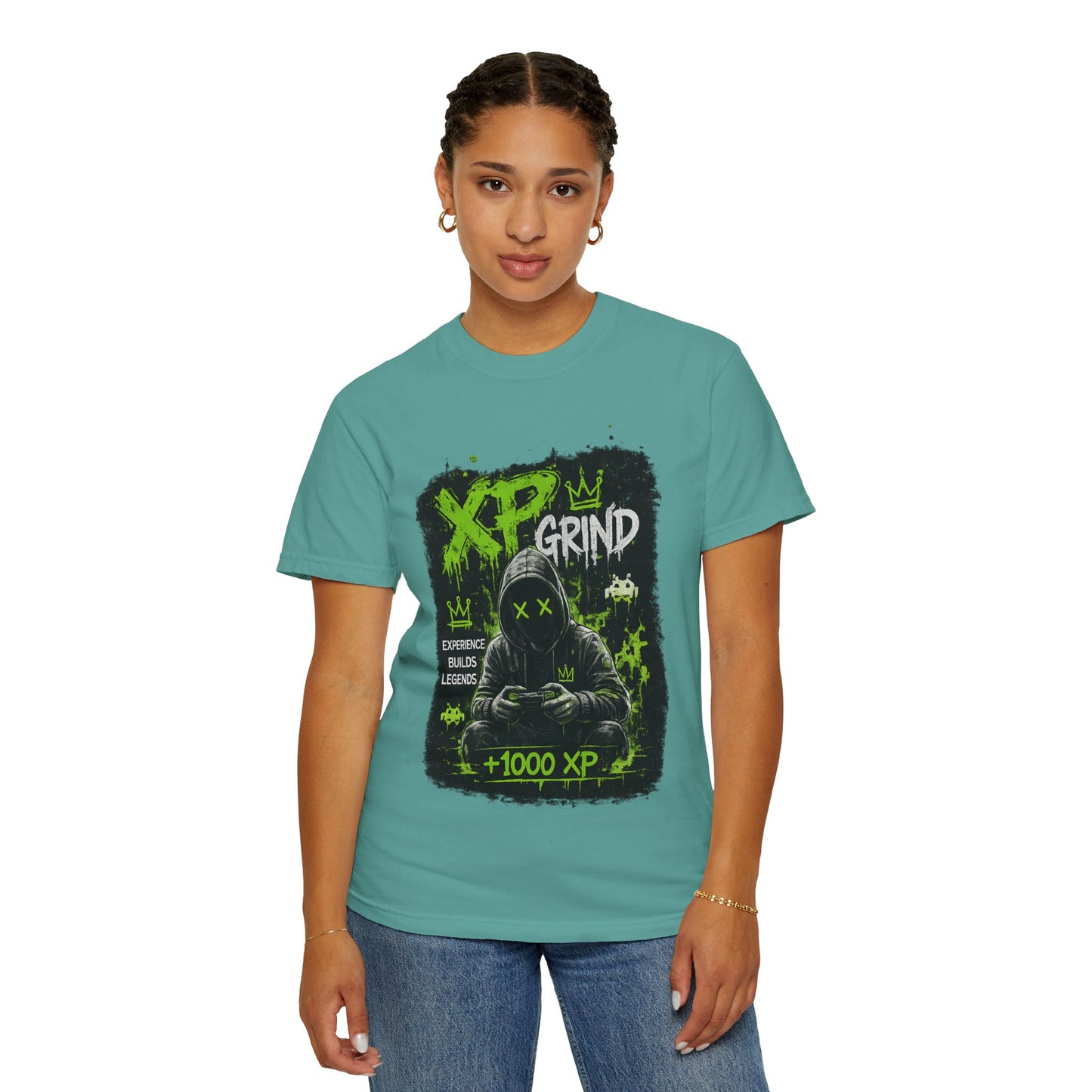 XP Grind Gamer T-Shirt — +1000 XP Hoodie-Style Graphic Tee for Gamers