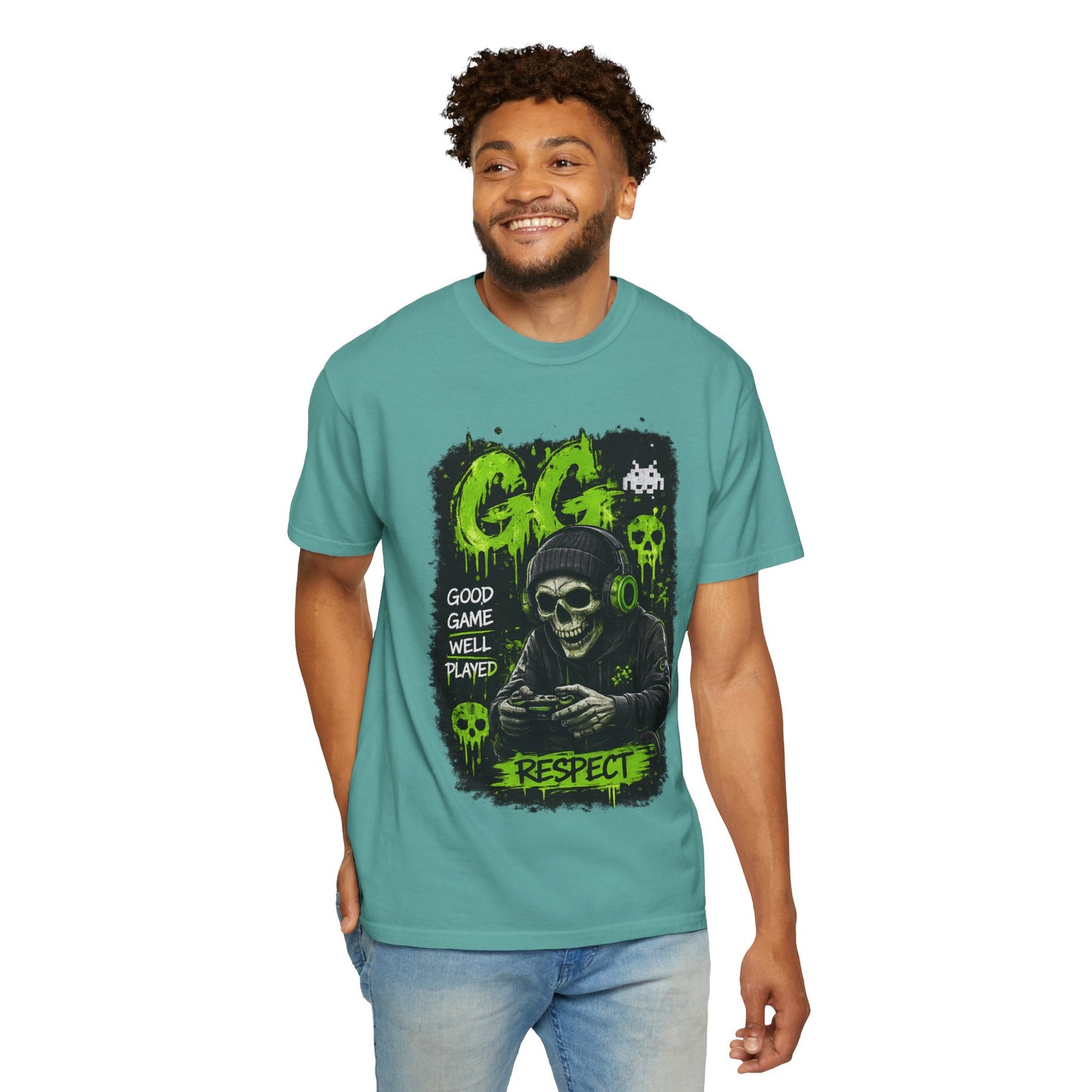 GG Respect Skull Gaming T-Shirt — "Good Game, Well Played" Graphic Tee