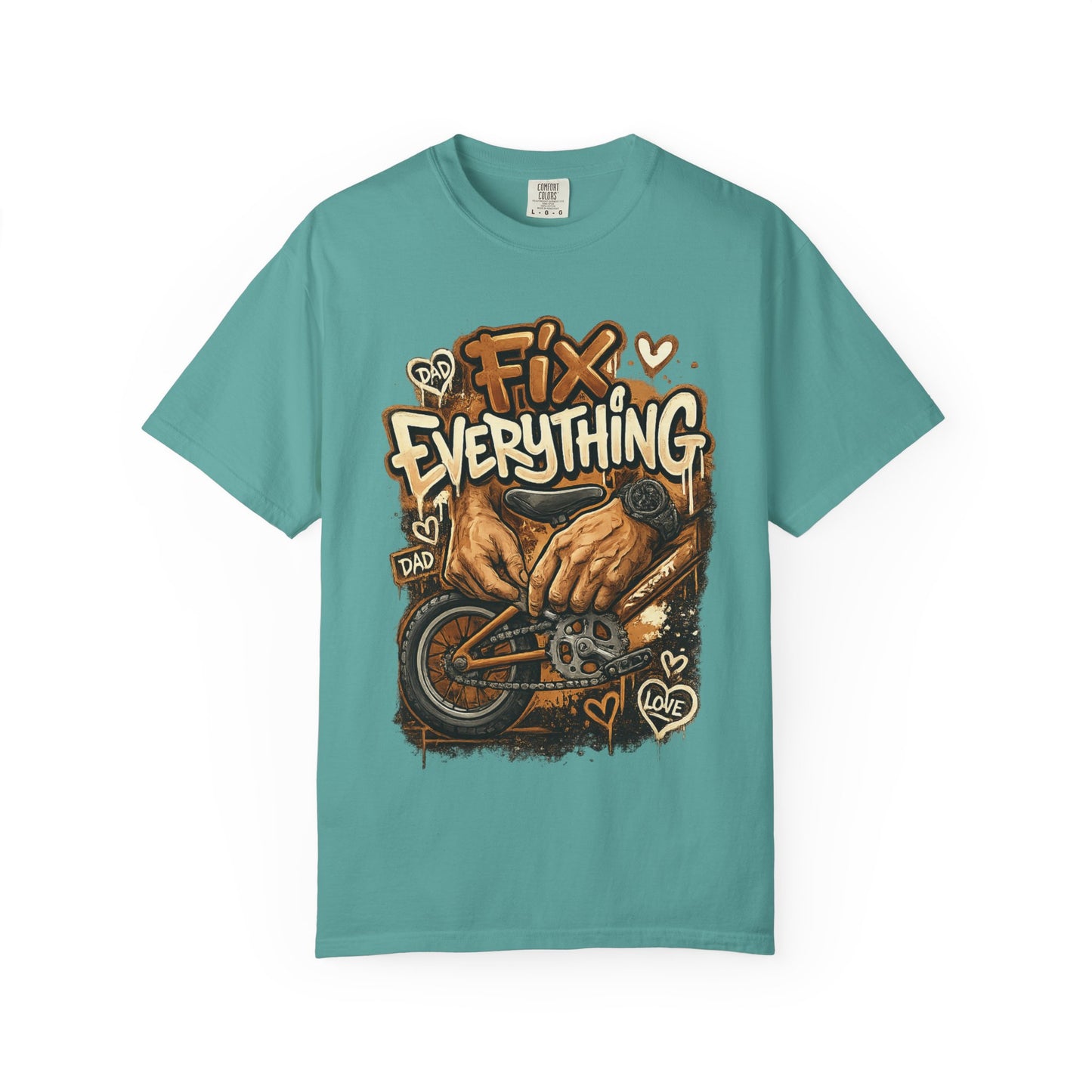Fix Everything hands repairing bicycle T-Shirt | mechanic repair art