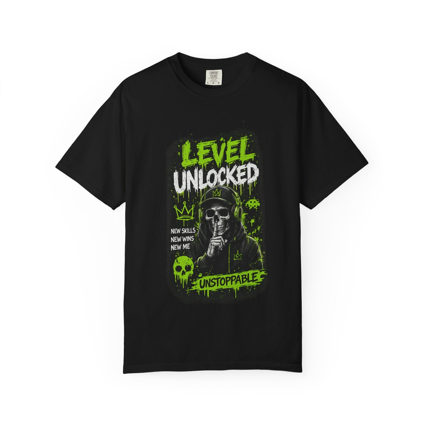 Level Unlocked Skull T-Shirt — Unstoppable Gamer Graphic Tee