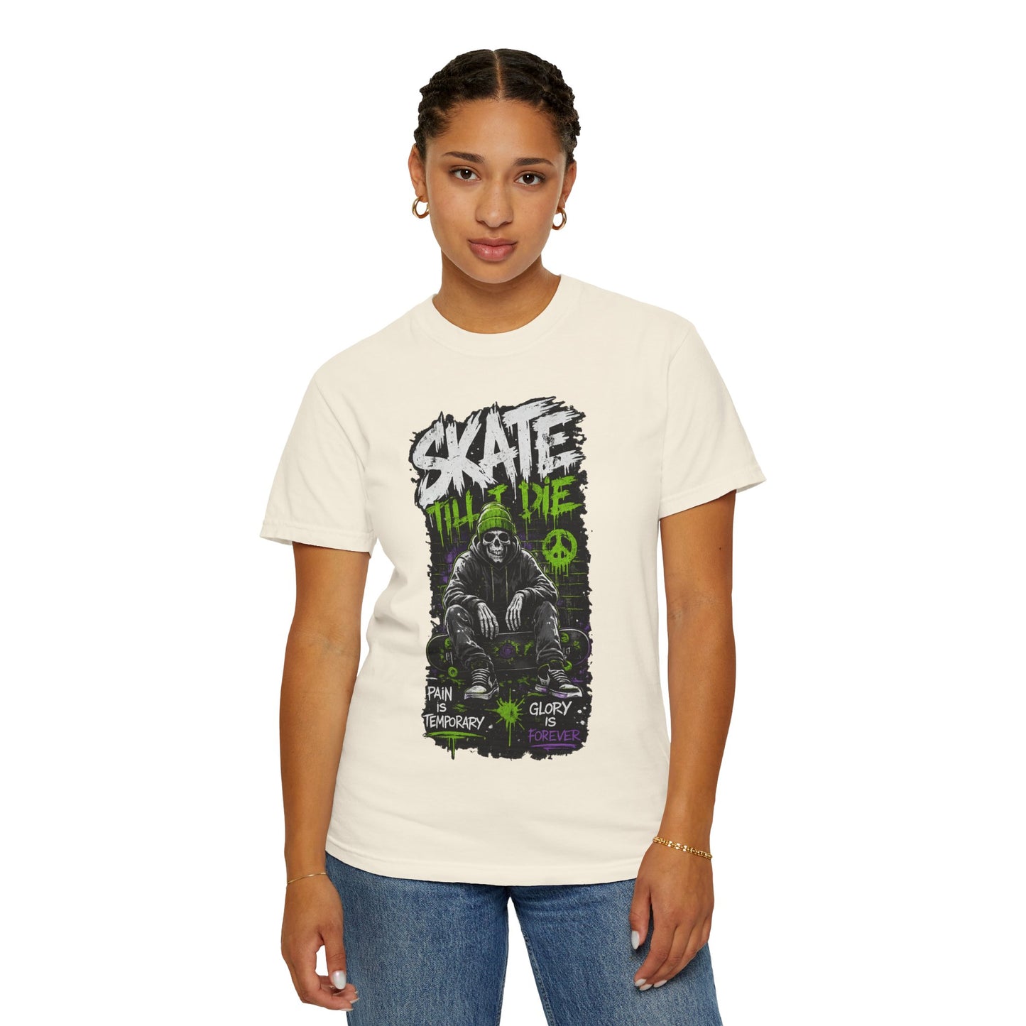 Skate Till I Die Graphic T-Shirt — Grim Reaper Skateboard Design