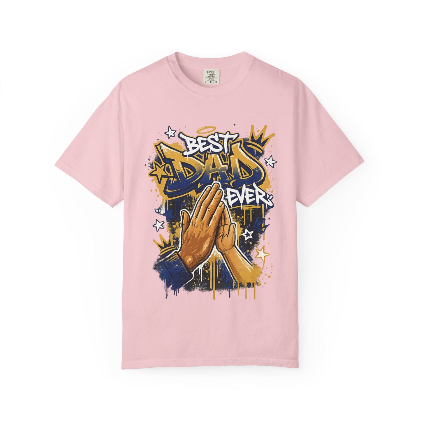 Best Dad Ever Praying Hands T-Shirt | Fatherhood Street Art Tee