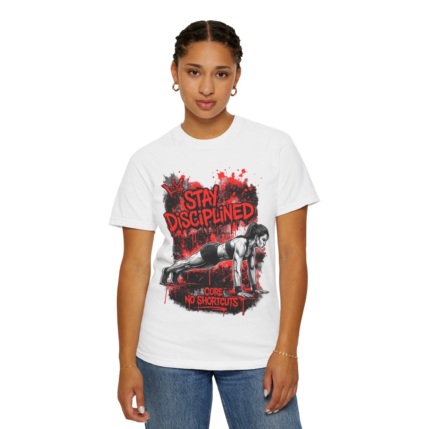 Stay Disciplined Workout T-Shirt — Core No Shortcuts Fitness Tee