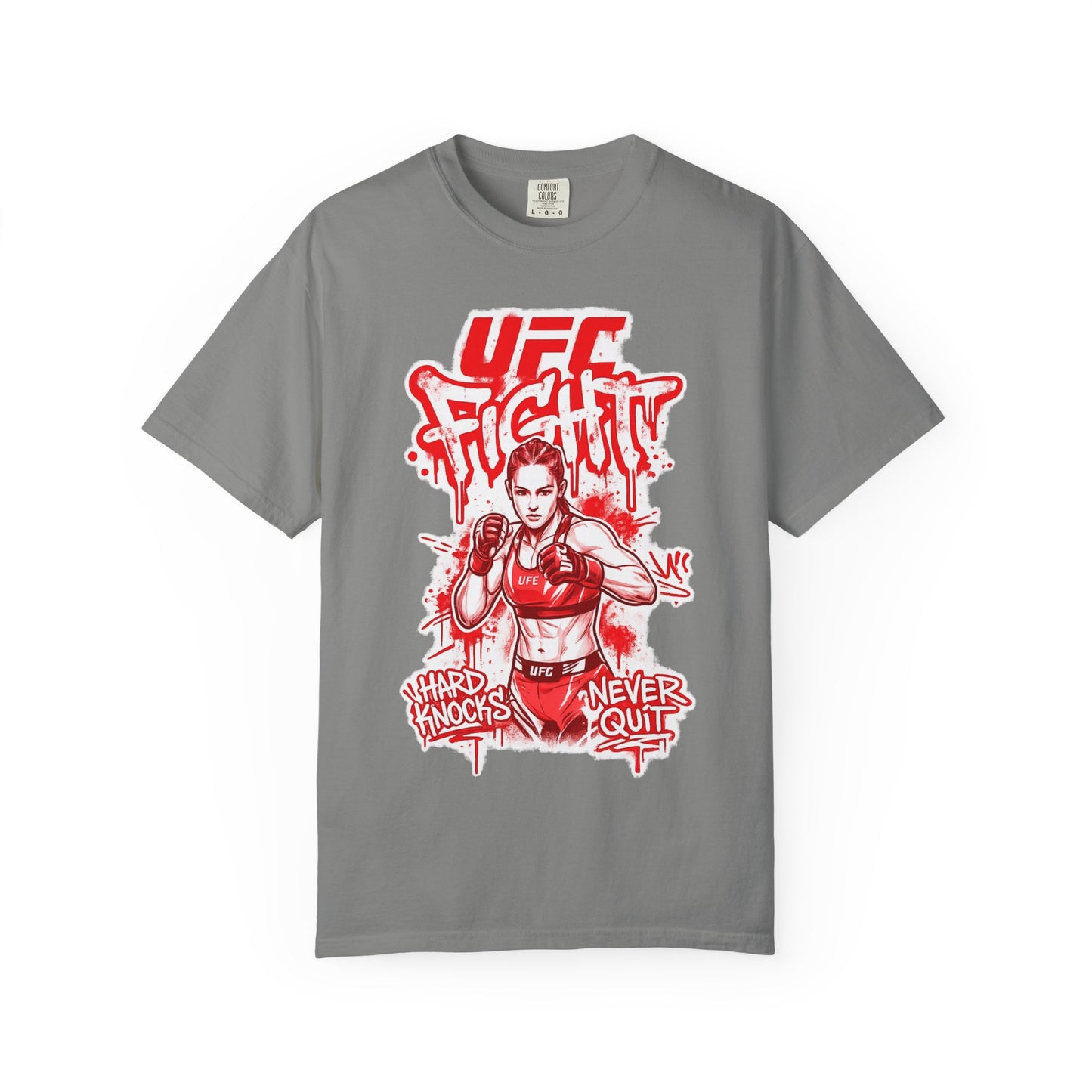 UFC Fight Graphic T-Shirt — "Hard Knocks Never Quit" MMA Fighter Tee
