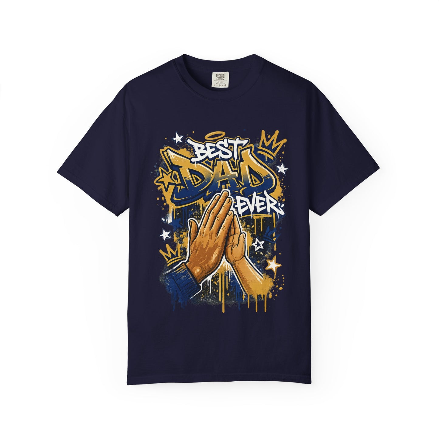 Best Dad Ever Praying Hands T-Shirt | Fatherhood Street Art Tee