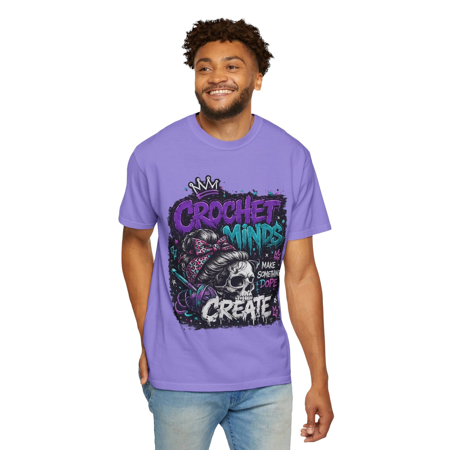 Crochet Minds 'Make Something Dope' Graphic T-Shirt — Edgy Crochet Skull Tee