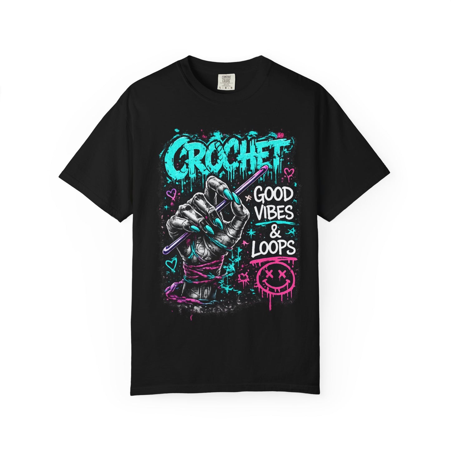 Crochet 'Good Vibes & Loops' Graphic T-Shirt