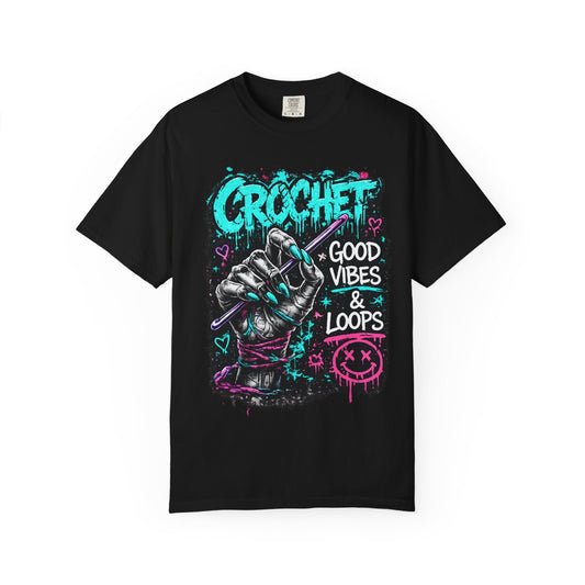 Crochet 'Good Vibes & Loops' Graphic T-Shirt