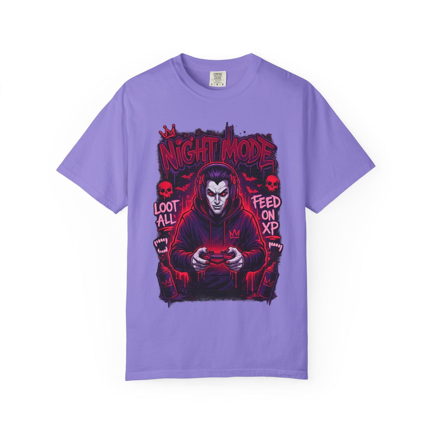 Night Mode Gamer Skeleton hoodie T-Shirt | Loot All Feed on XP