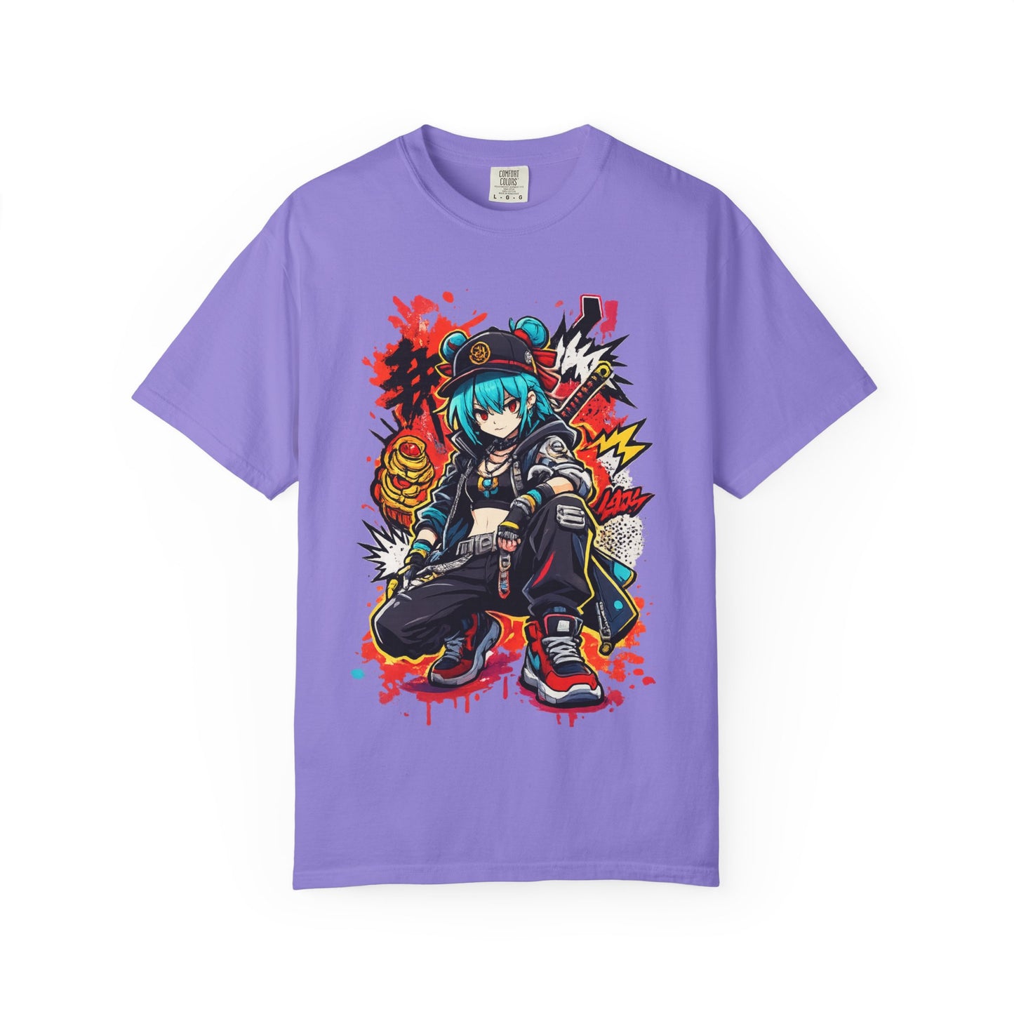 Anime Streetwear T-Shirt — Cool Girl Squatting Graphic Tee