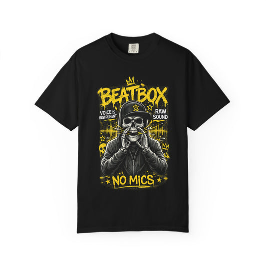 Beatbox No Mics T-Shirt — Skull Vocalist Streetwear Tee