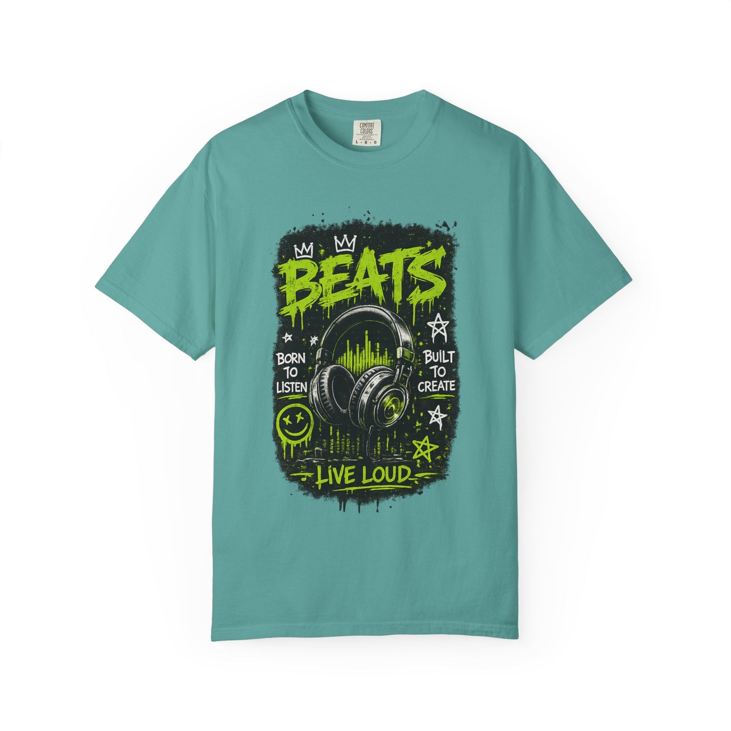 Beats Headphones Live Loud T-shirt | Music Graphic Tee, Neon Green