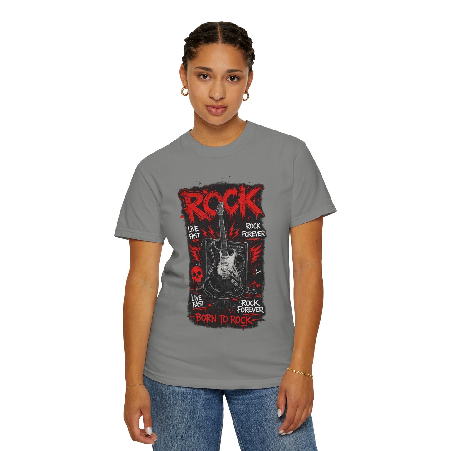 Rock 'Born to Rock' Guitar Graphic T-Shirt