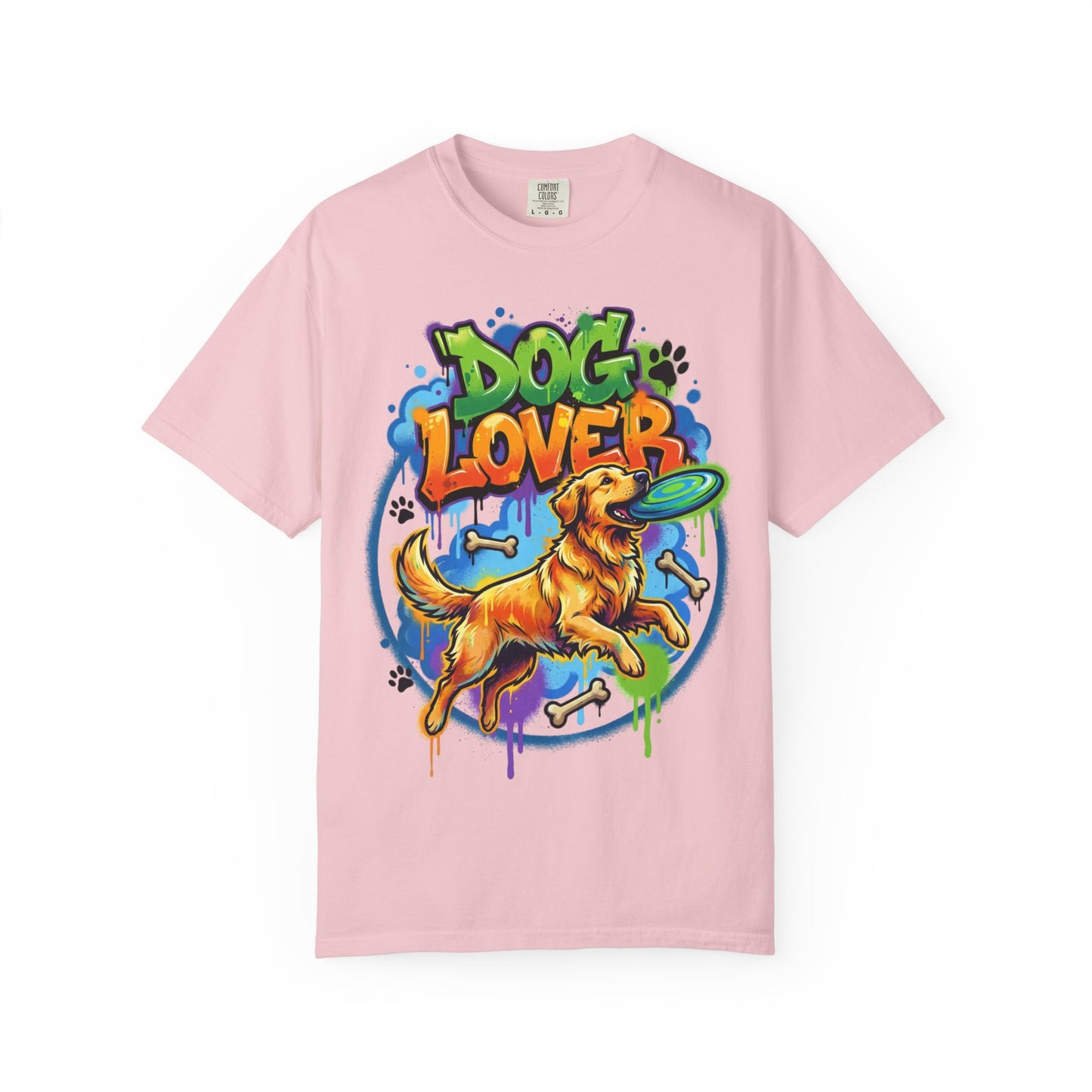 Dog Lover T-Shirt — Colorful Golden Retriever Frisbee Graphic Tee