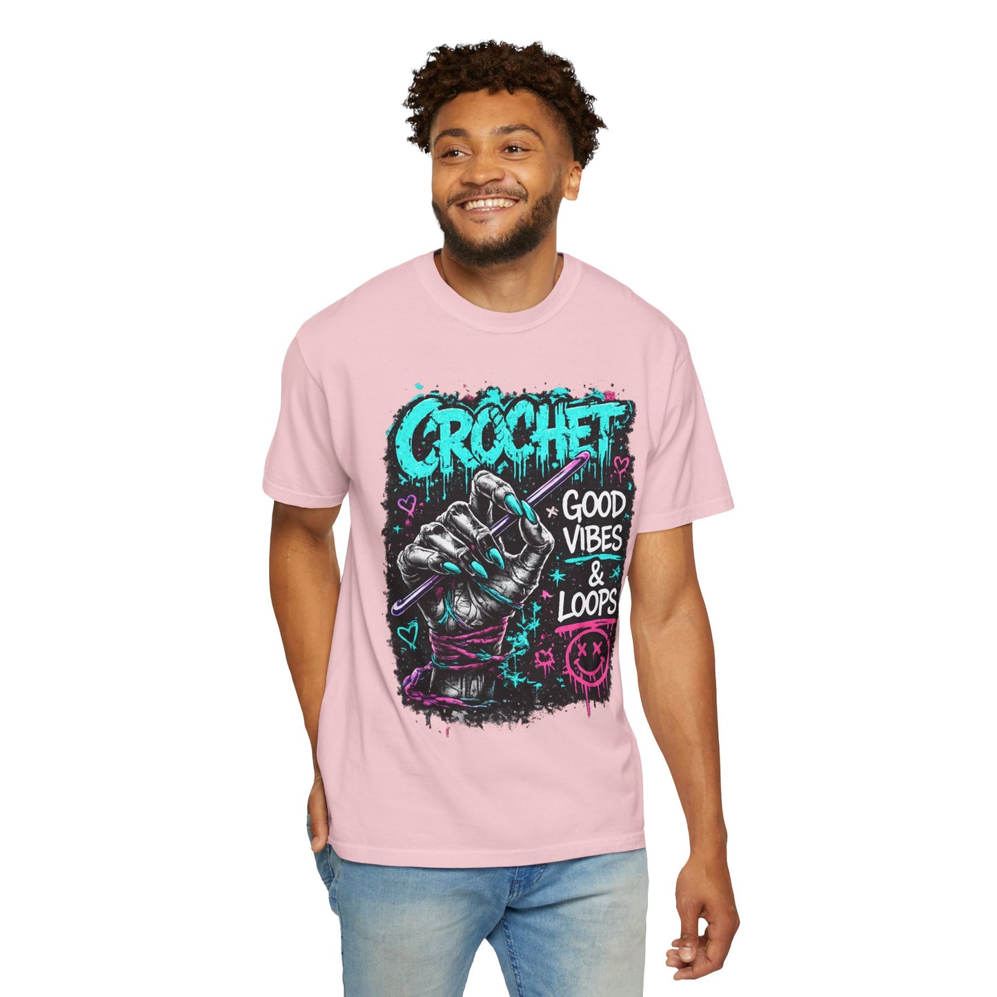 Crochet 'Good Vibes & Loops' Graphic T-Shirt