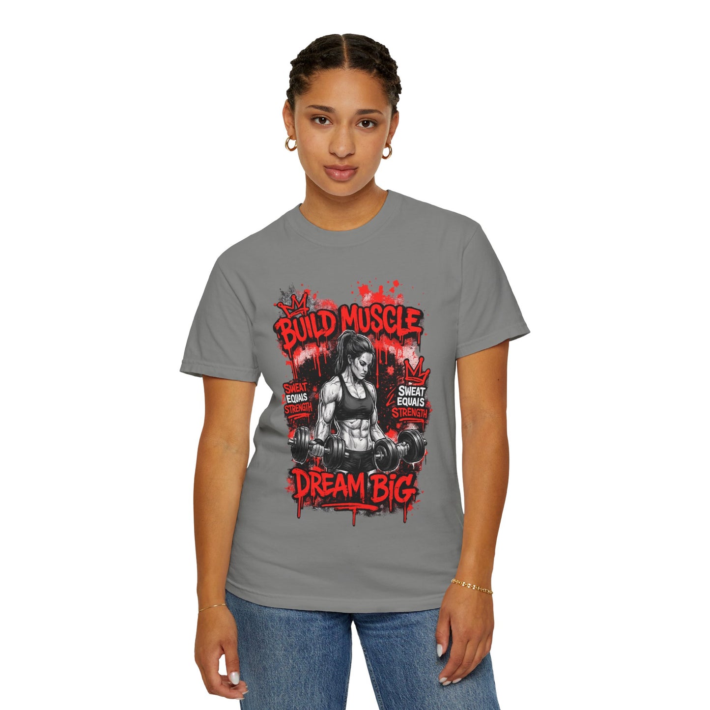 Build Muscle Dream Big T-Shirt — Fitness Motivation Gym Tee