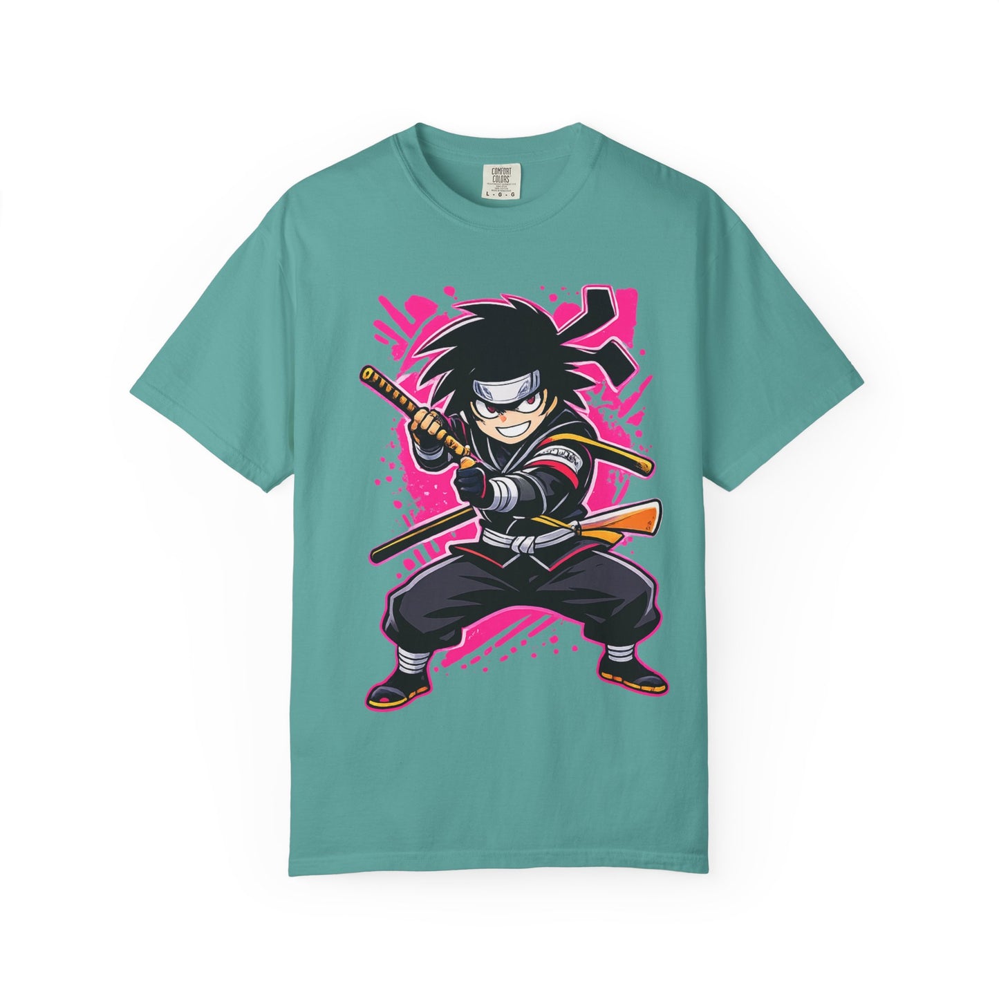 Ninja Warrior Graphic T-Shirt — Fierce Samurai Cartoon Tee for Anime Fans