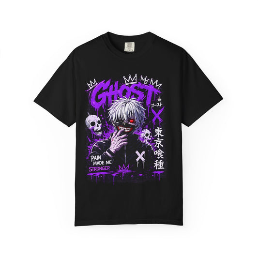 Ghost Anime T-Shirt — Tokyo Ghoul Style Graphic Tee ("Pain Made Me Stronger")