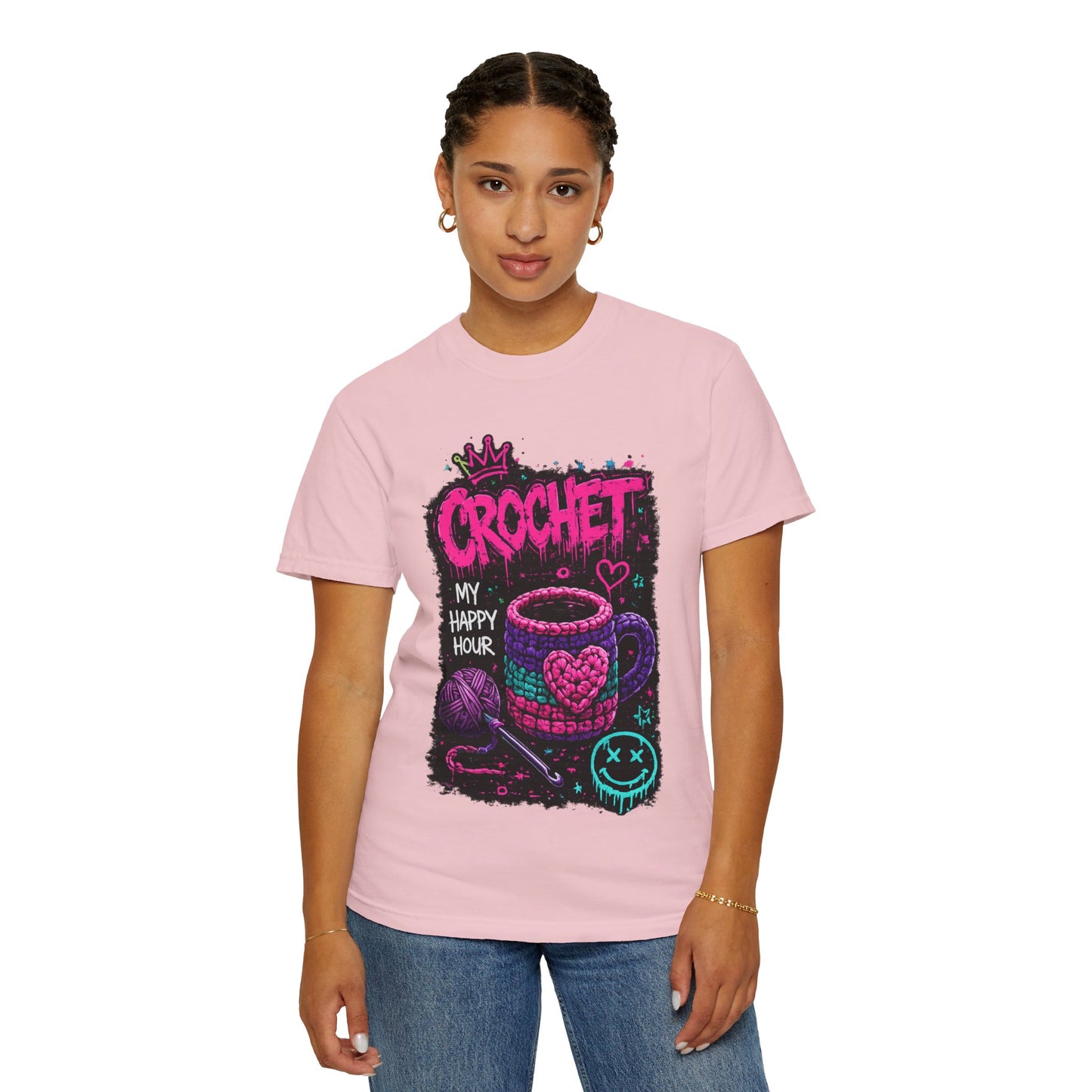 Crochet My Happy Hour T-Shirt — Funny Crochet Lover Tee