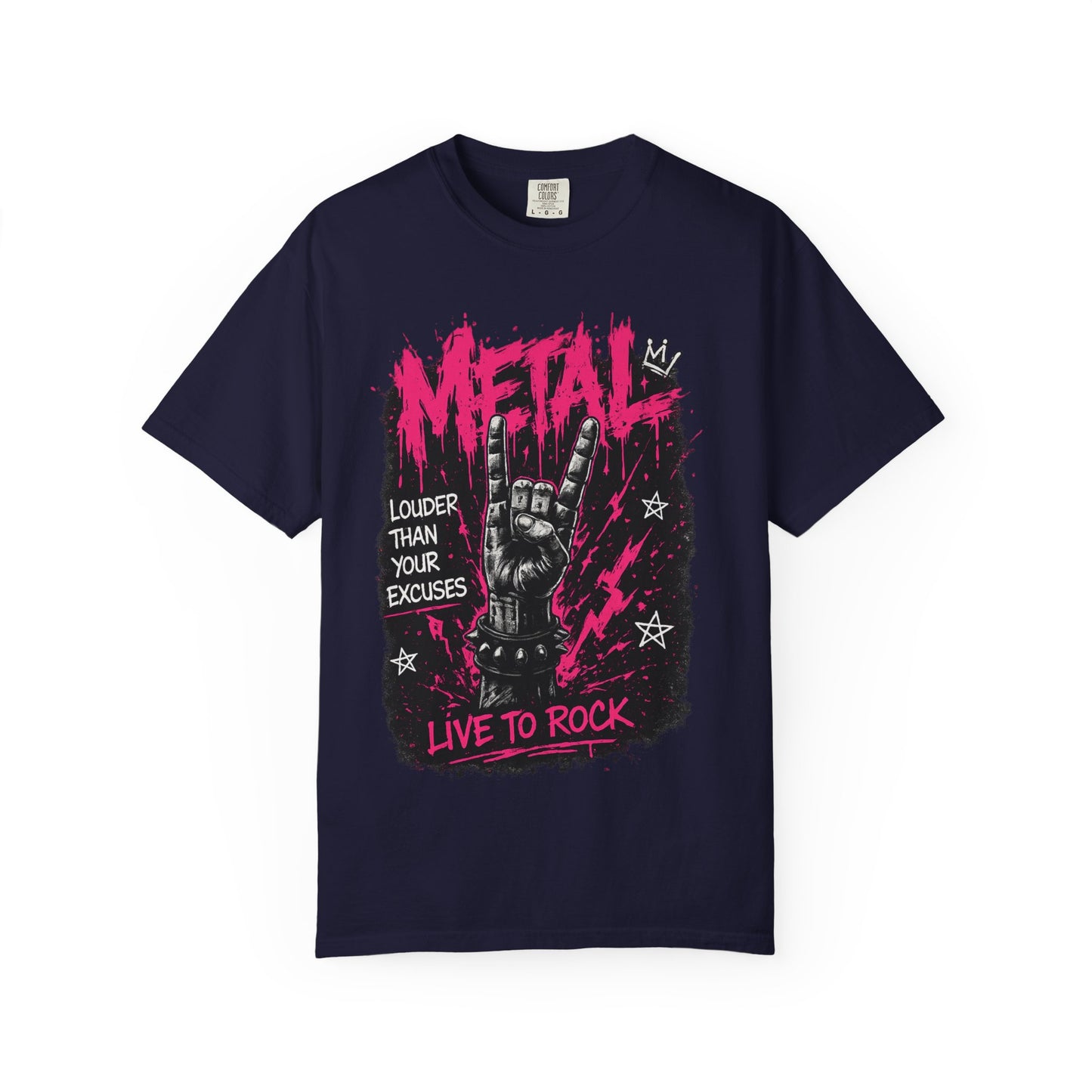 Metal "Live to Rock" T-Shirt — Louder Than Your Excuses Music Graphic Tee