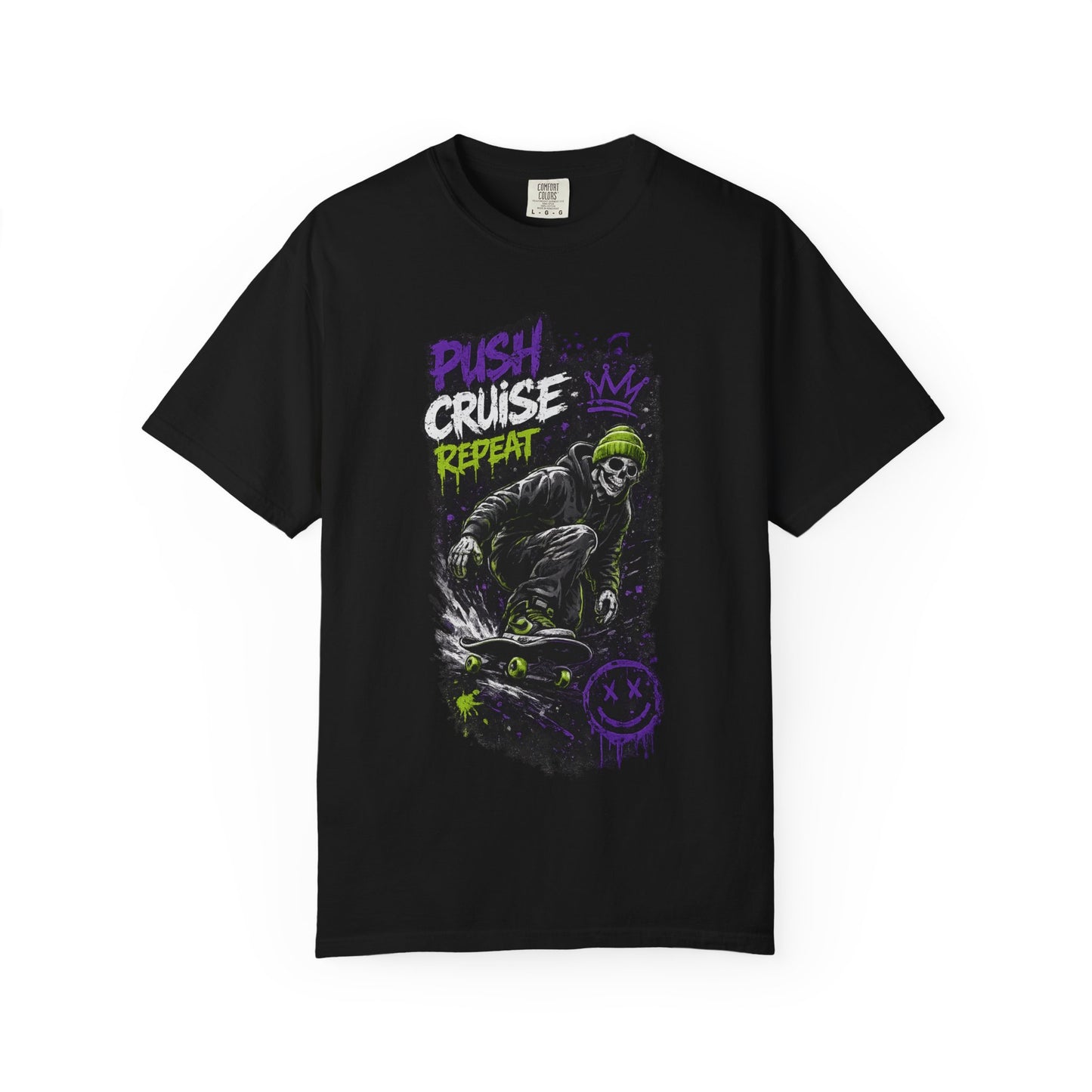 Skater Skull 'Push Cruise Repeat' T‑Shirt