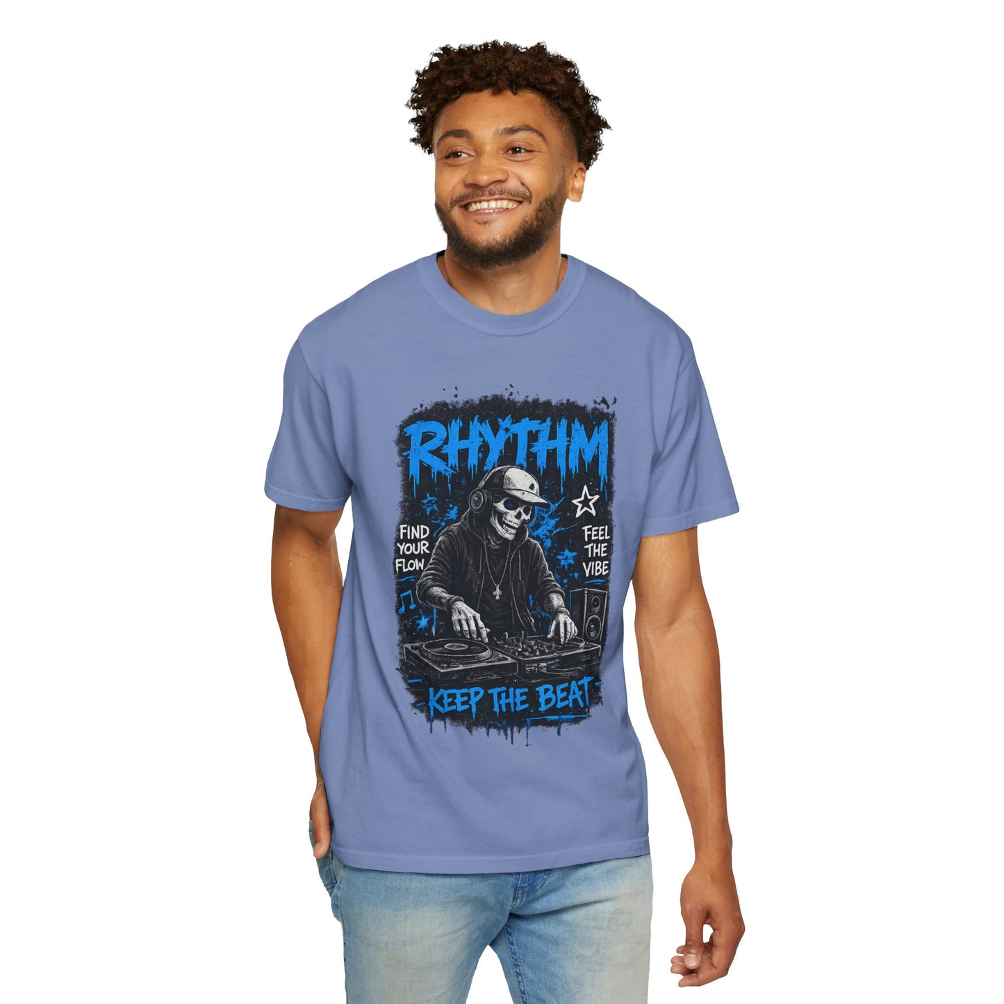 Rhythm DJ Skull Keep The Beat T-Shirt | Music Graphic Tee