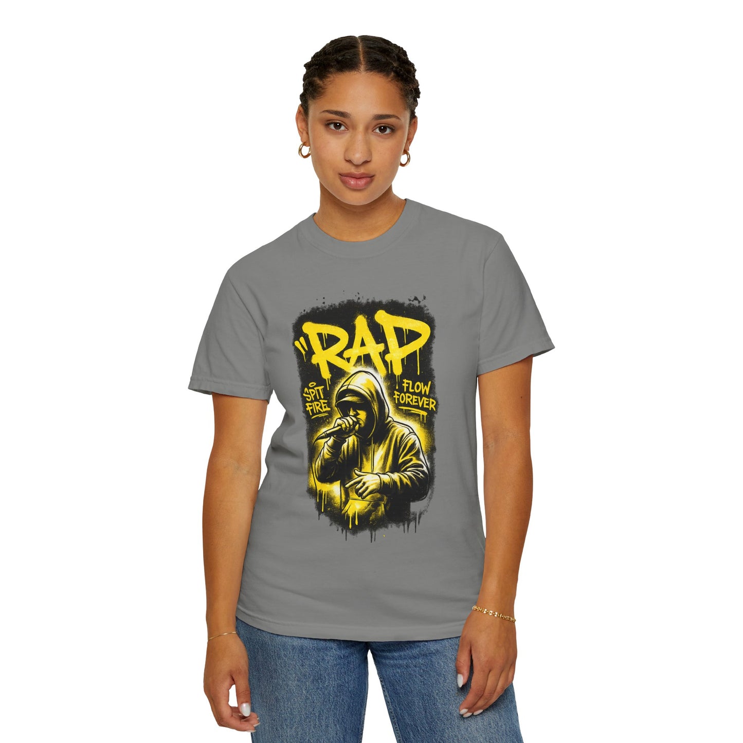 Rap Microphone Graphic T-Shirt — Spit Fire Flow Forever Hip Hop Tee