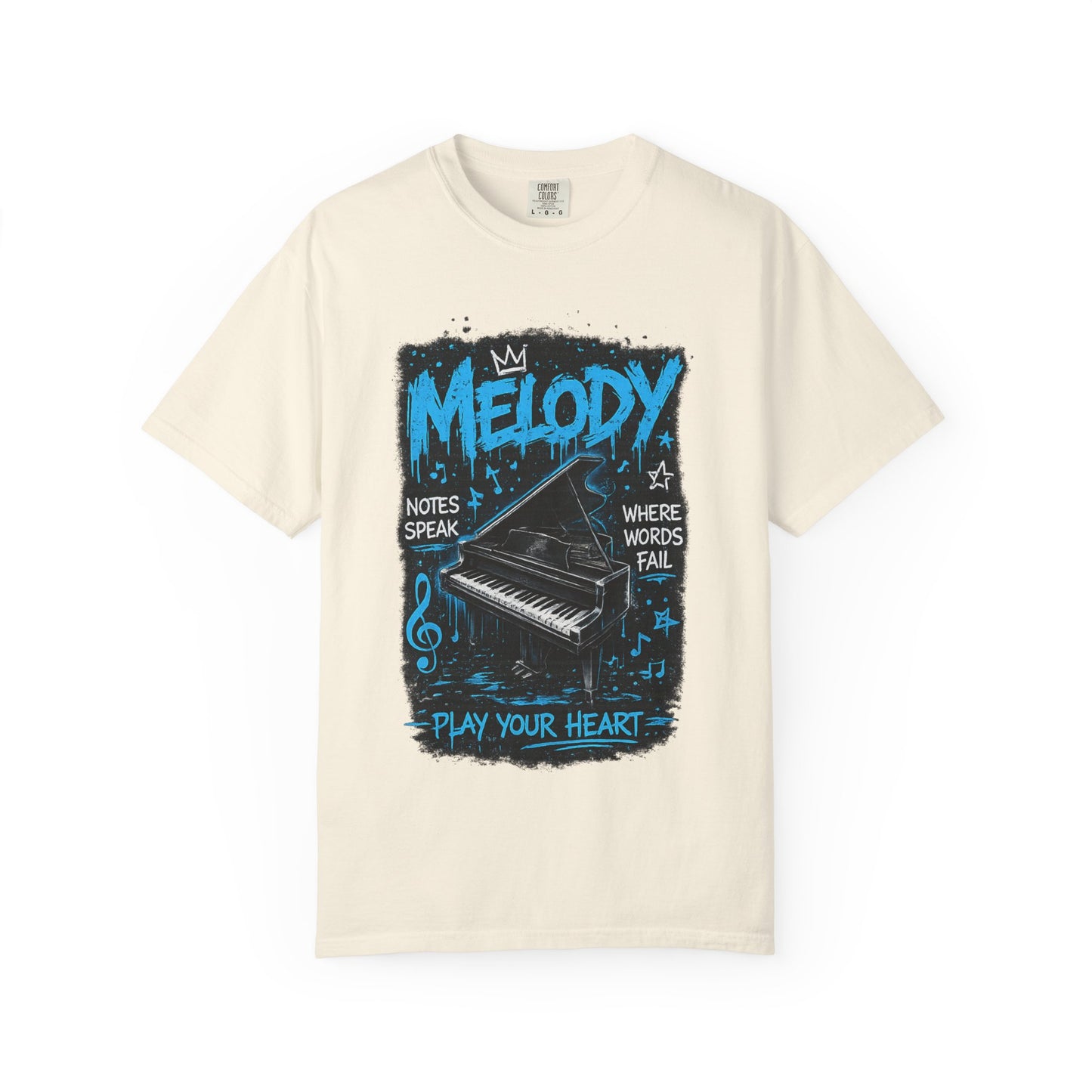 Melody Piano Graphic T-Shirt — "Play Your Heart" Music Lover Tee