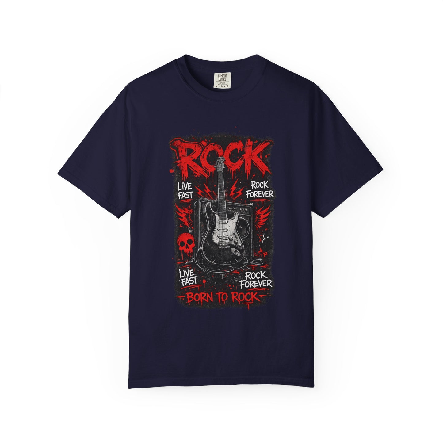 Rock 'Born to Rock' Guitar Graphic T-Shirt