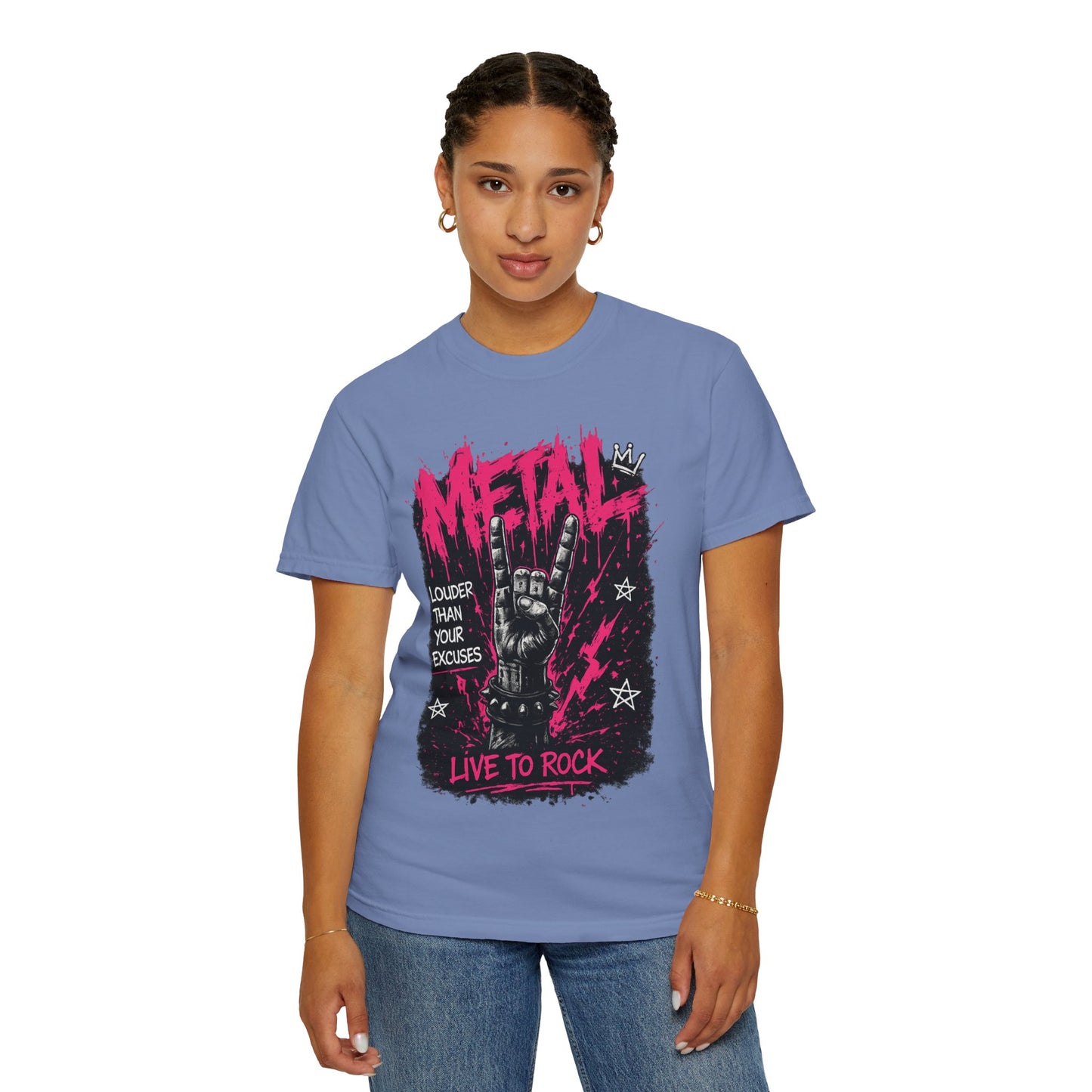 Metal "Live to Rock" T-Shirt — Louder Than Your Excuses Music Graphic Tee